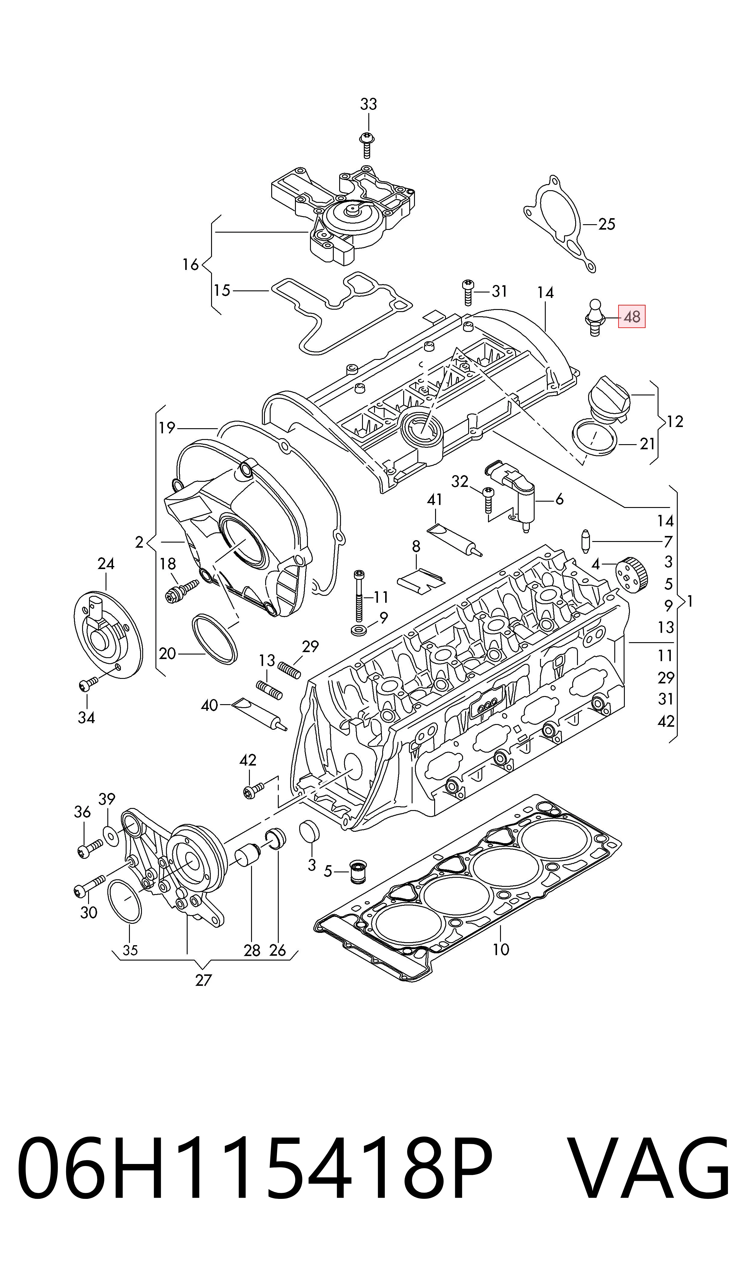 Comprar 06H115418P VAG Tapón de la tapa de válvulas