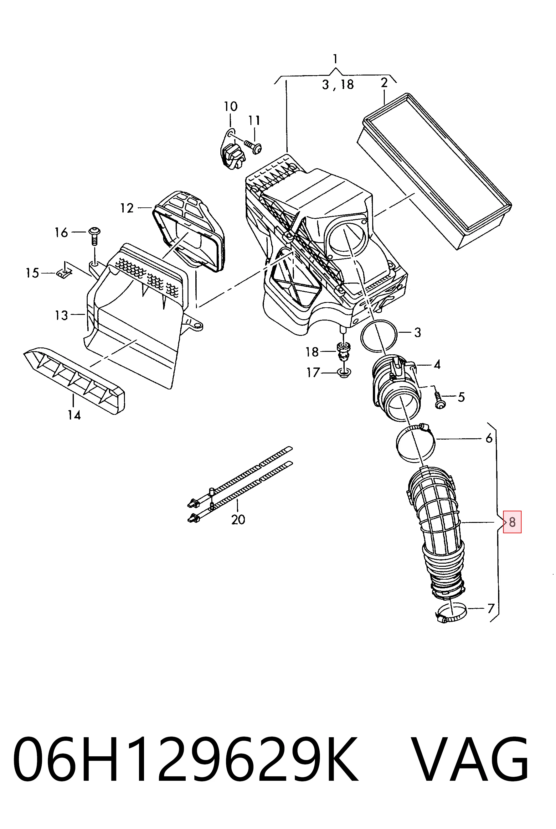 Comprar Manguito de aire del medidor de masa de aire Audi Q5  8RB a bajo precio