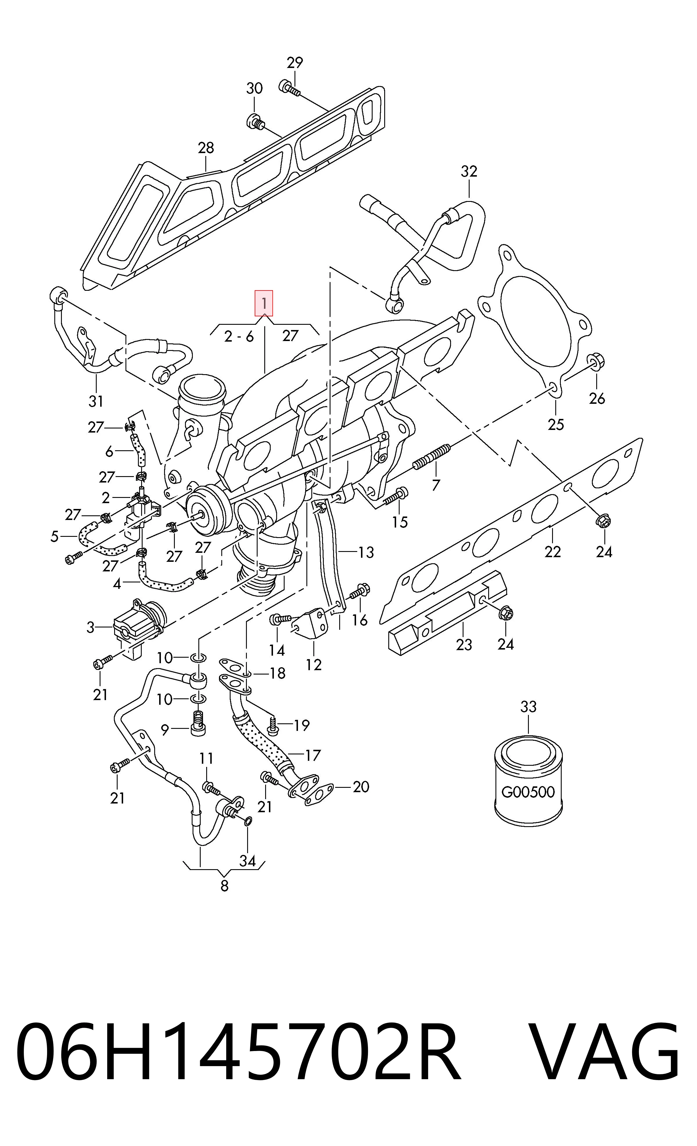 Turbocompresor 06H145702R VAG