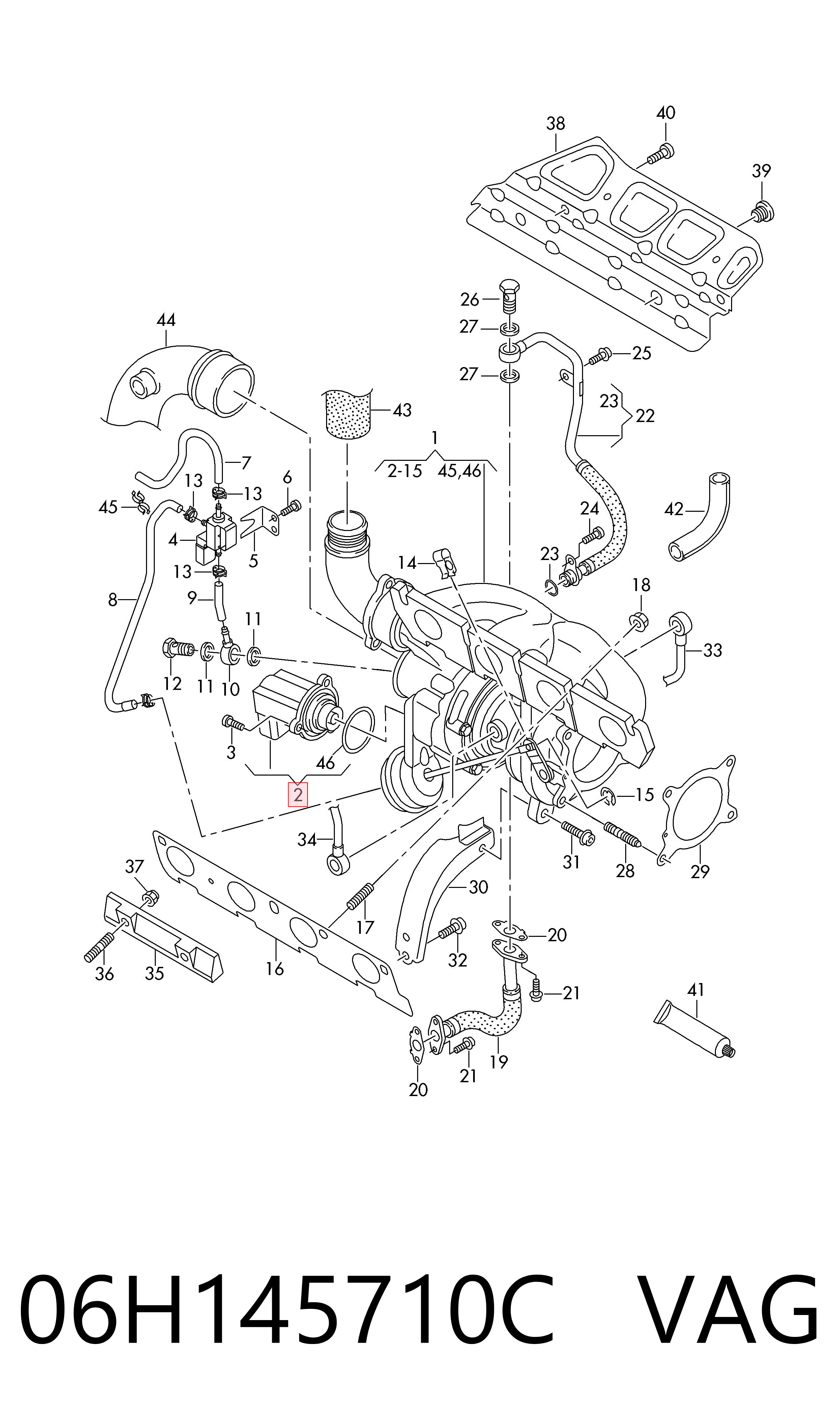 06H145710C VAG Válvula de recirculación de aire de sobrealimentación de turbina