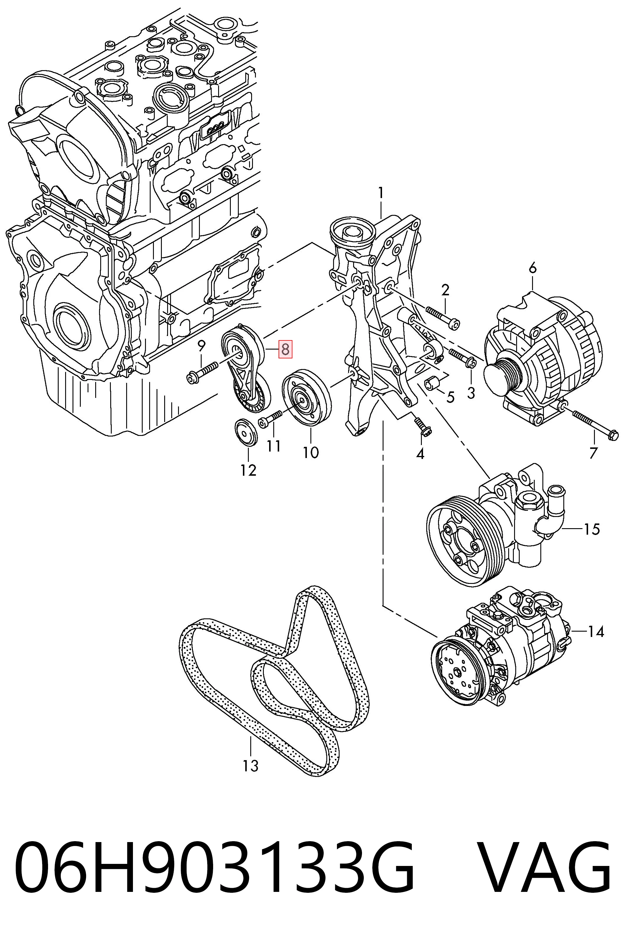 06H903133G VAG Tensor de correa de alternador