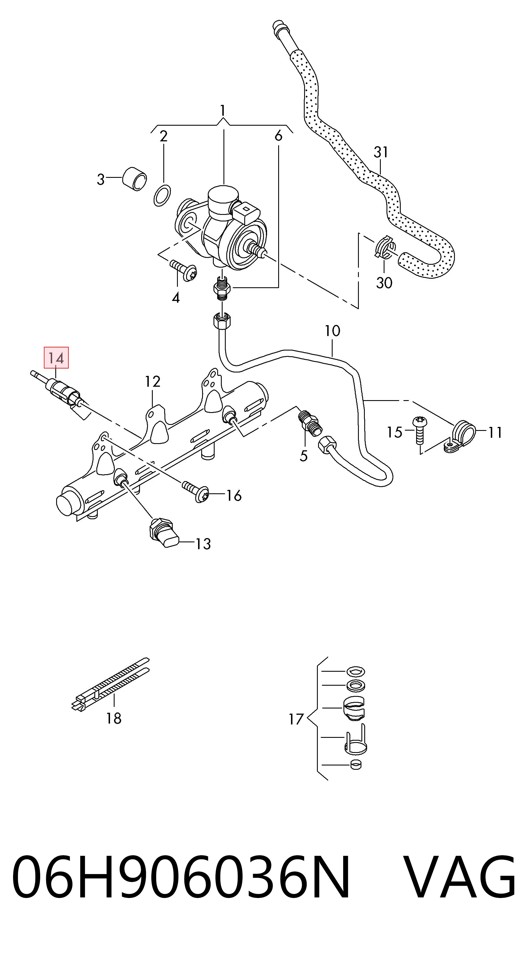 06H906036N VAG Inyector de combustible