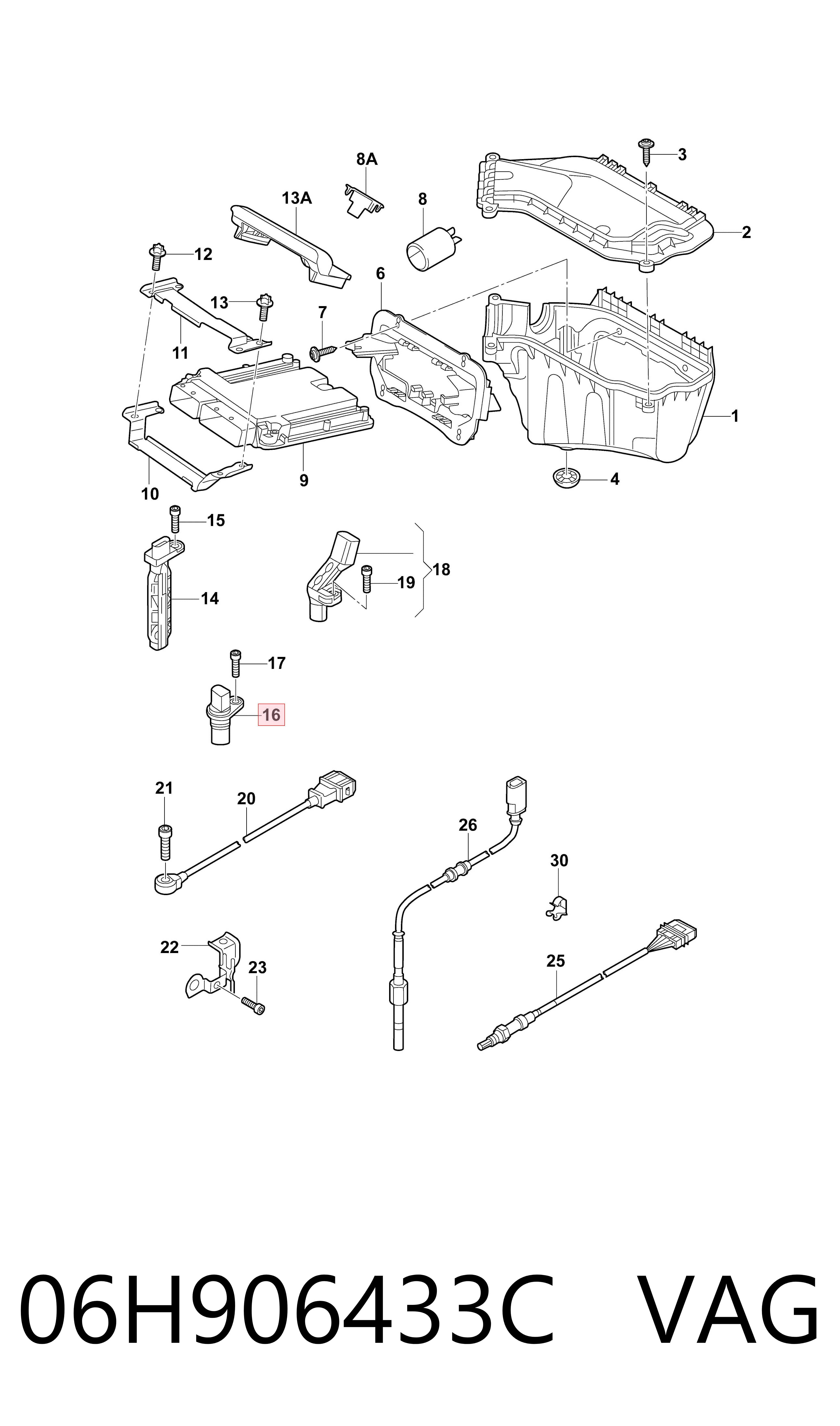 06H906433C VAG Sensor de posición del cigüeñal