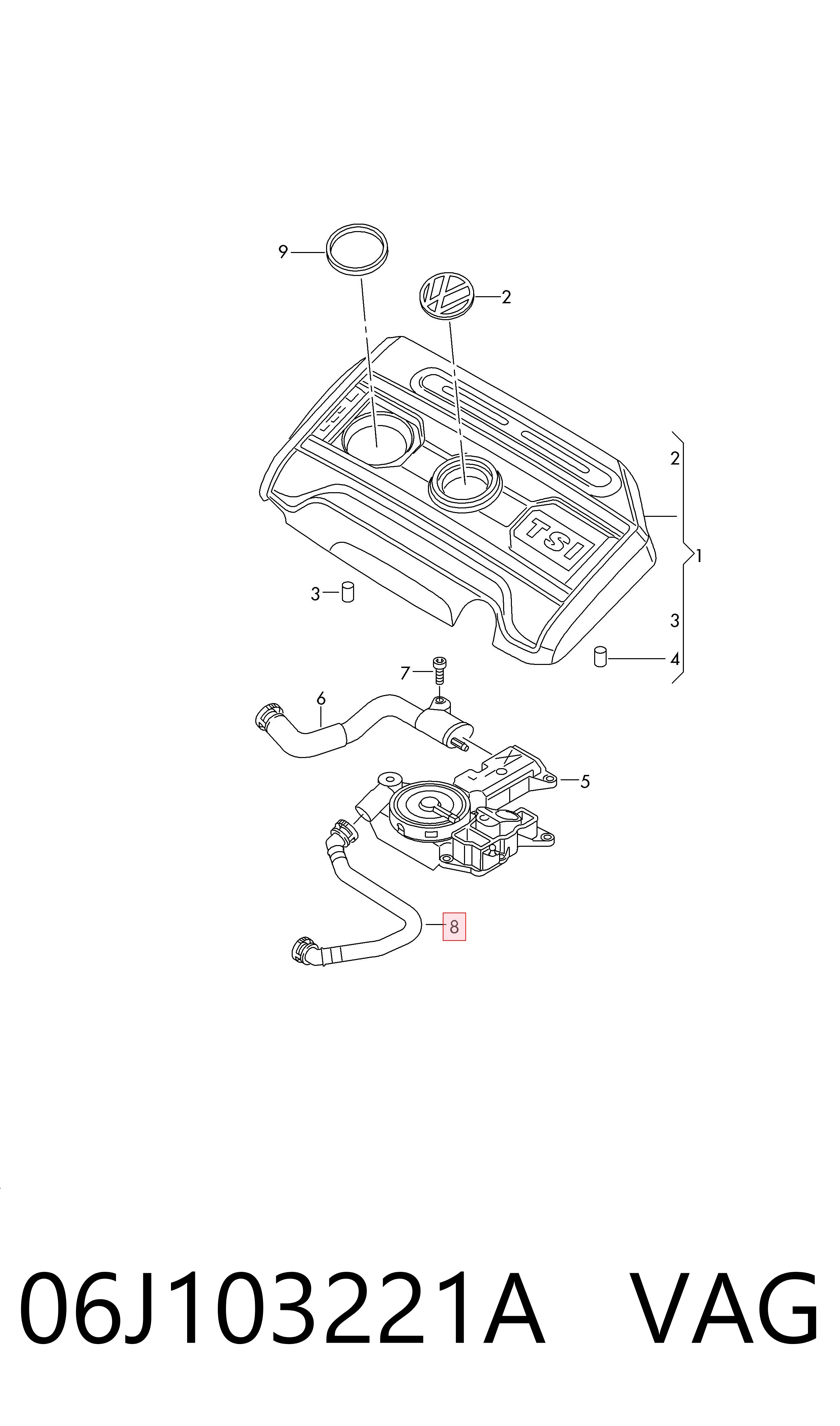 Tubo de ventilación del cárter para Audi A5 8T3