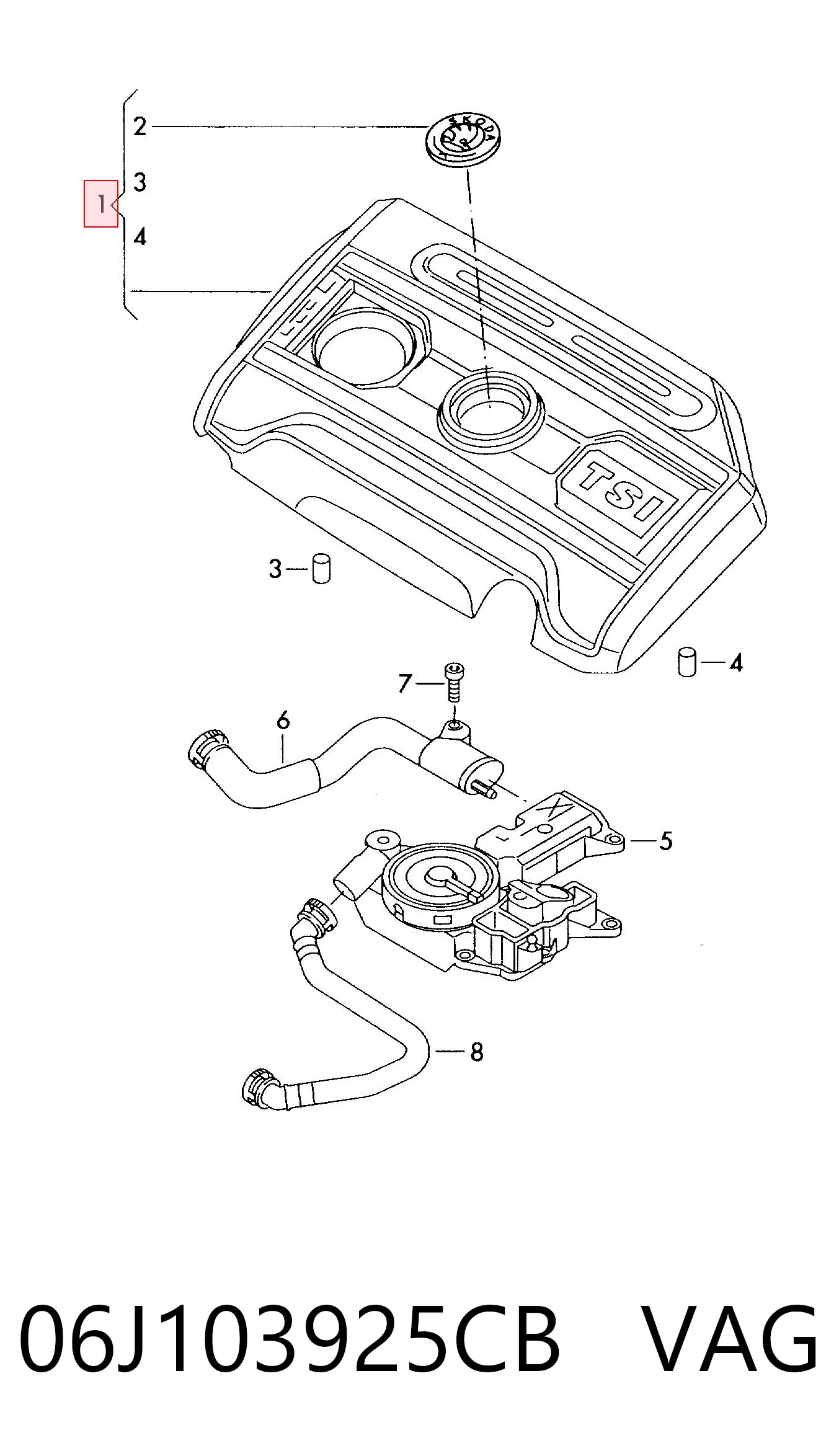 06J103925CB VAG Tapa del motor decorativa