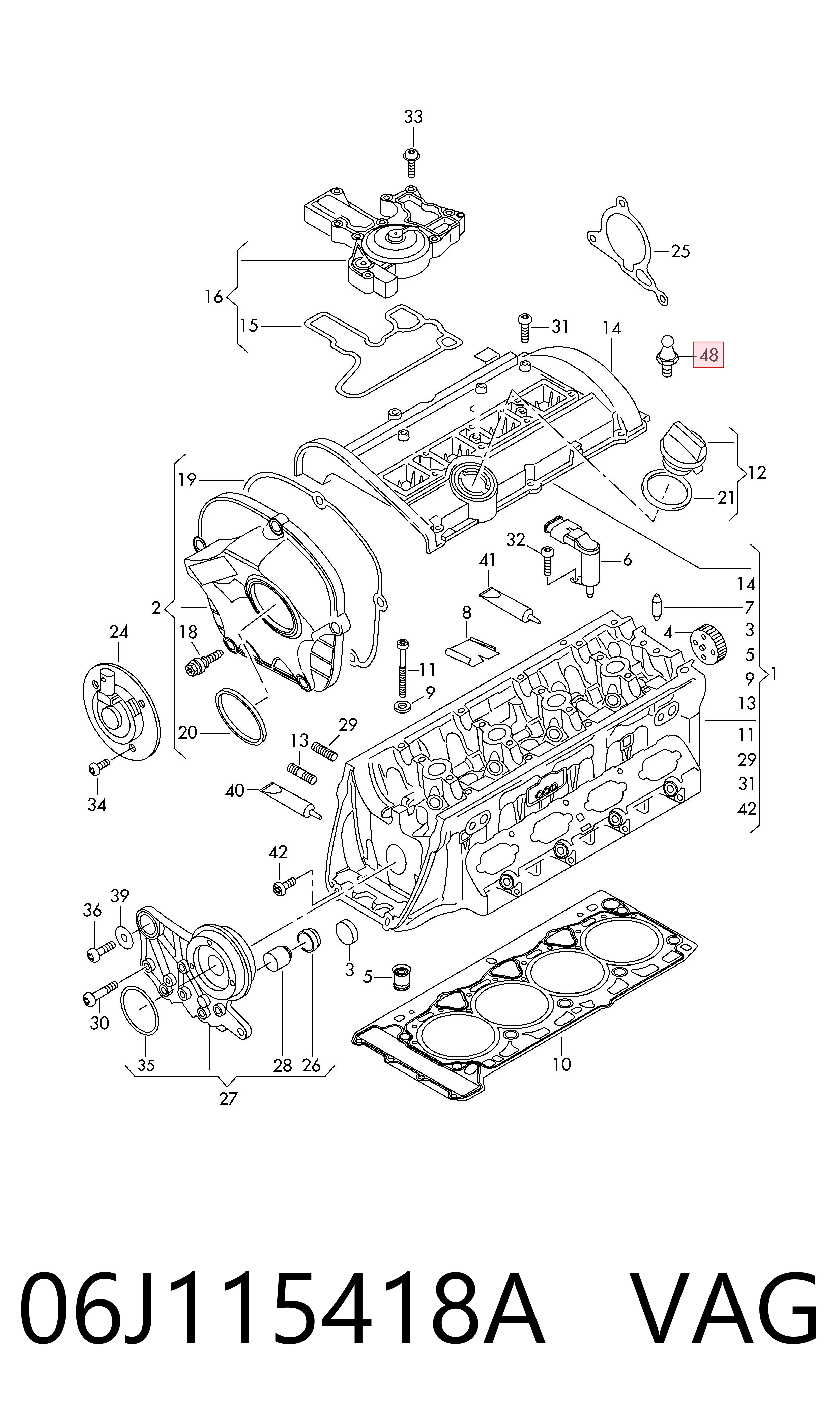 06J115418A VAG Tapa de bloque motor