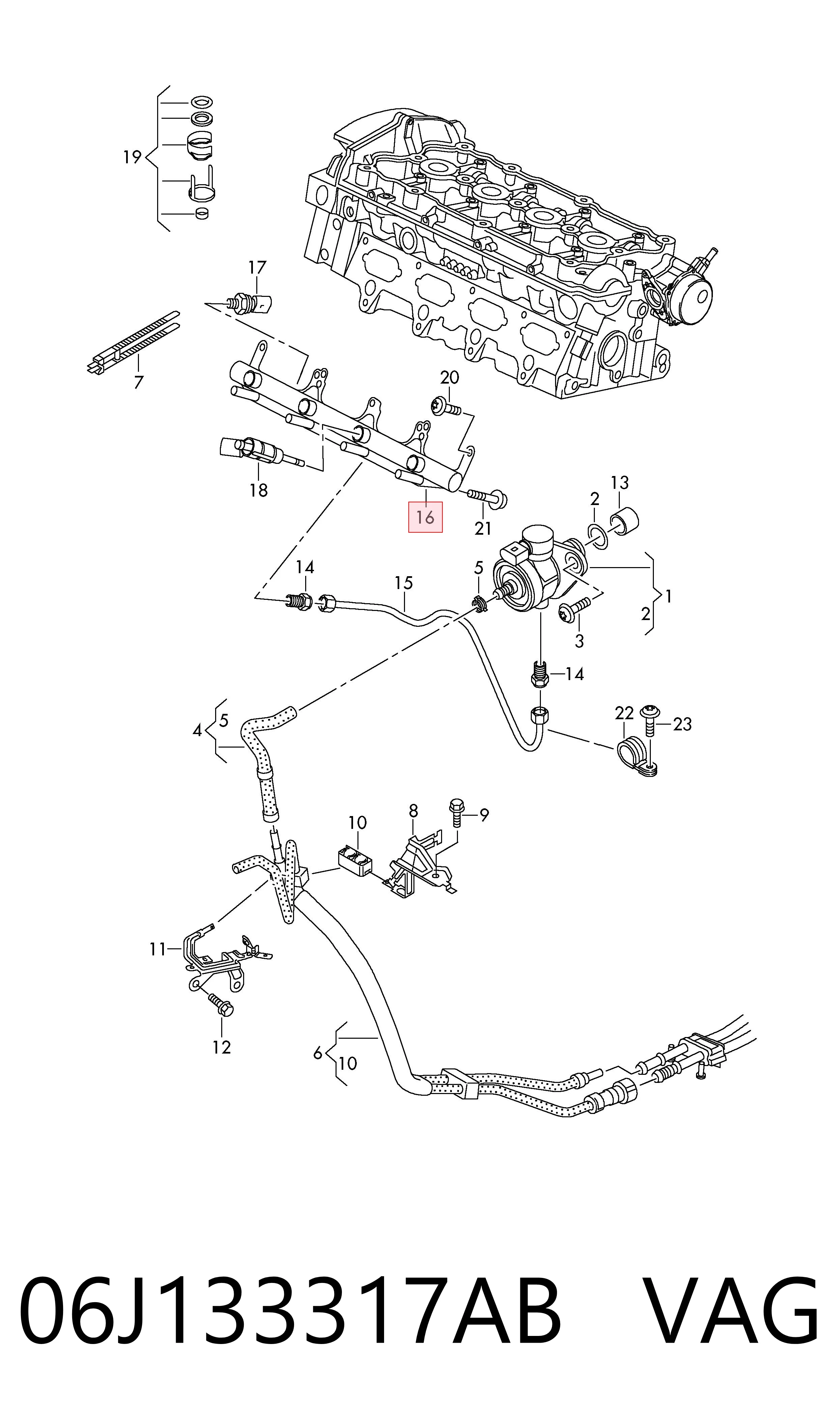 06J133317AB VAG Rampa de combustible