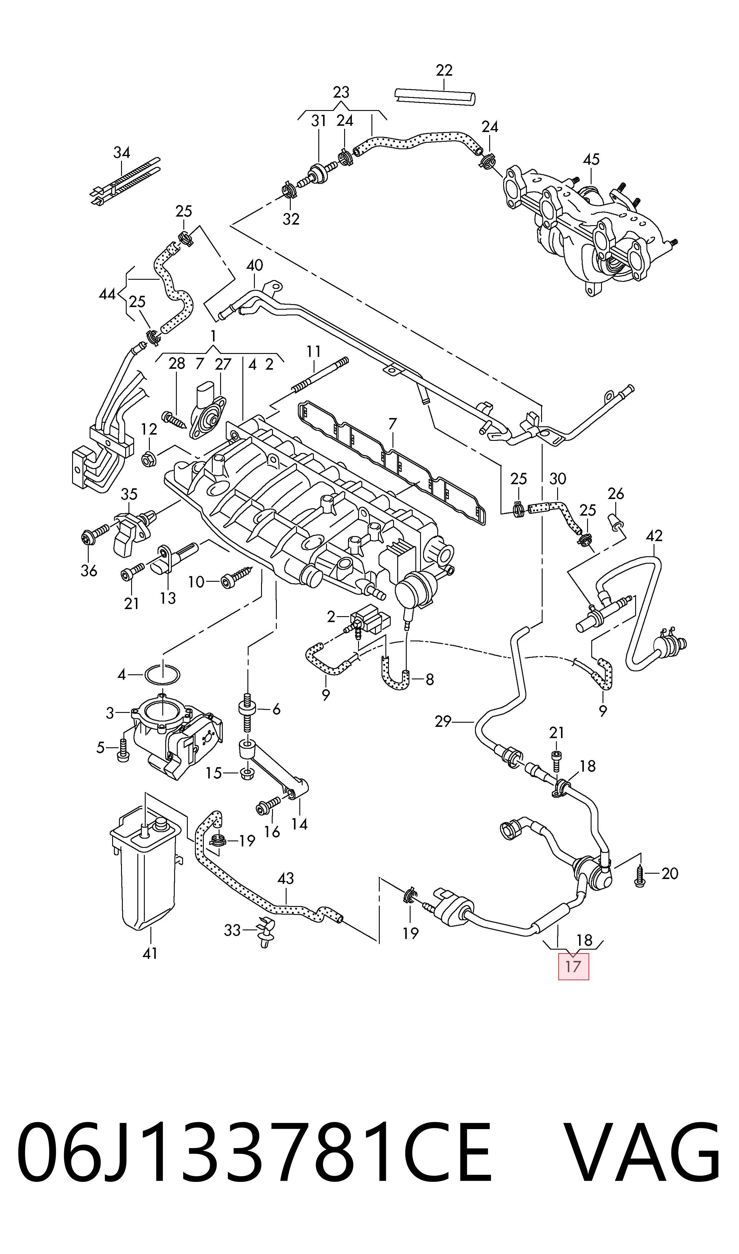 06J133781CE VAG Válvula de ventilación de gases del tanque de combustible