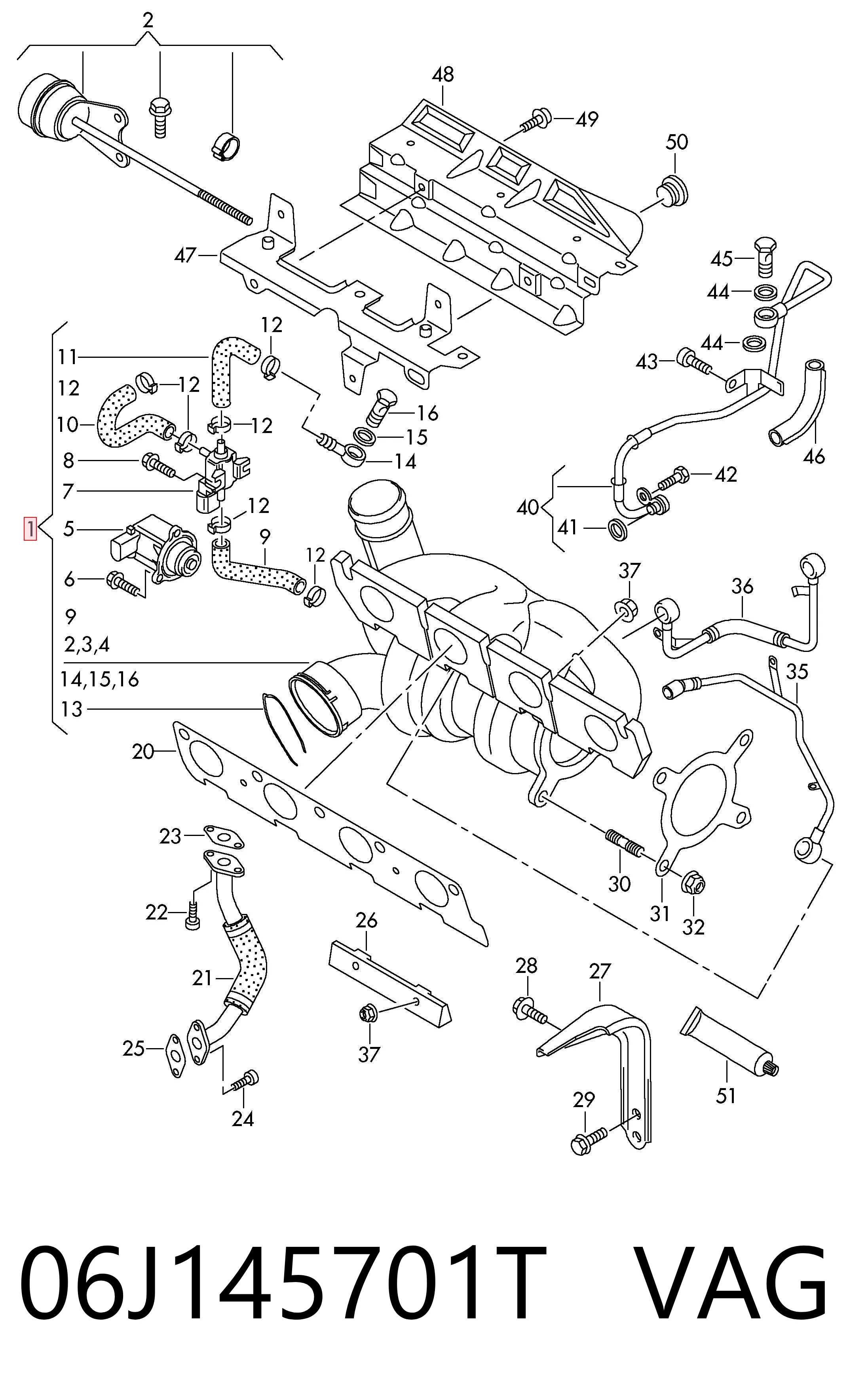 06J145701T VAG Turbo para motor
