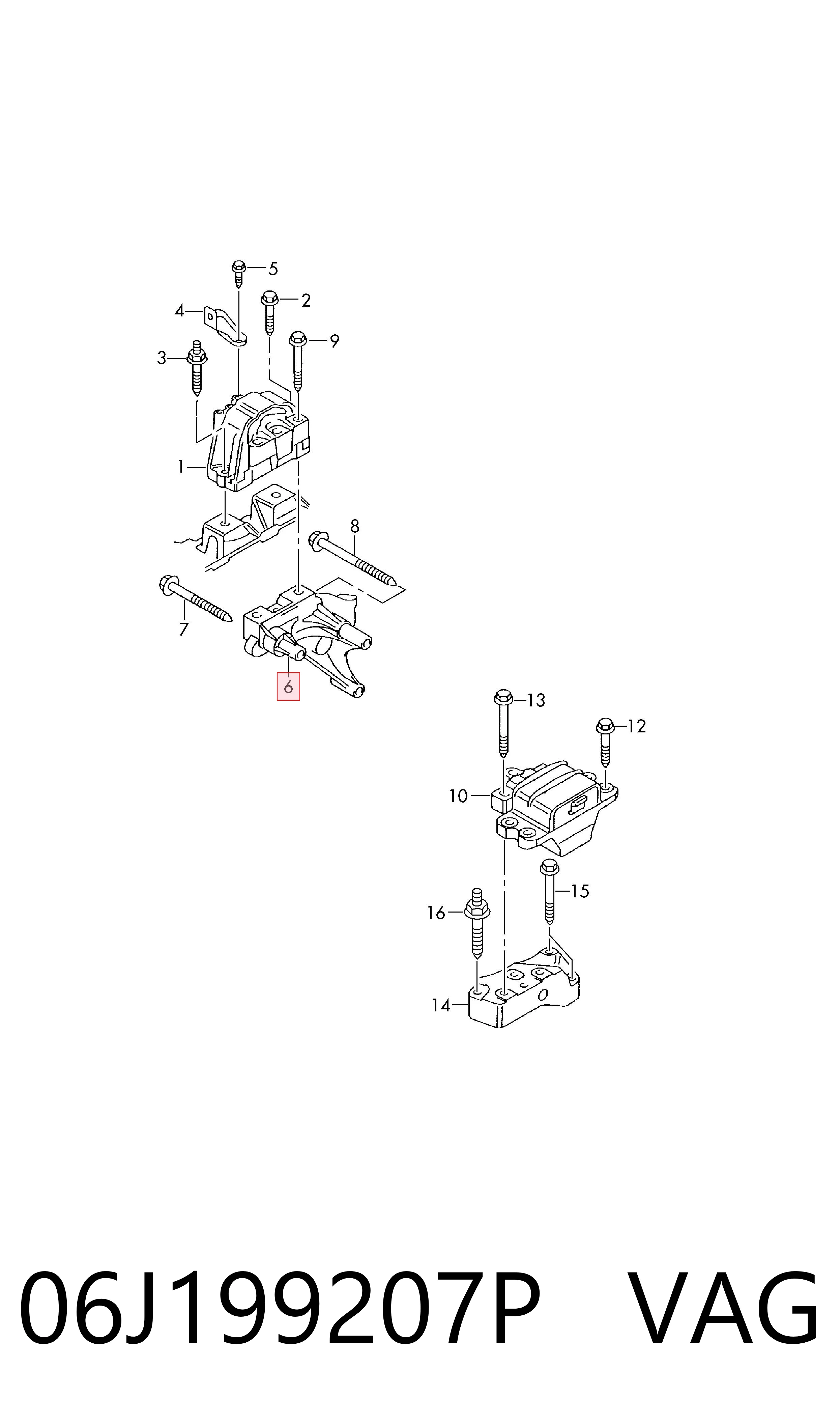 06J199207P VAG Soporte derecho del motor