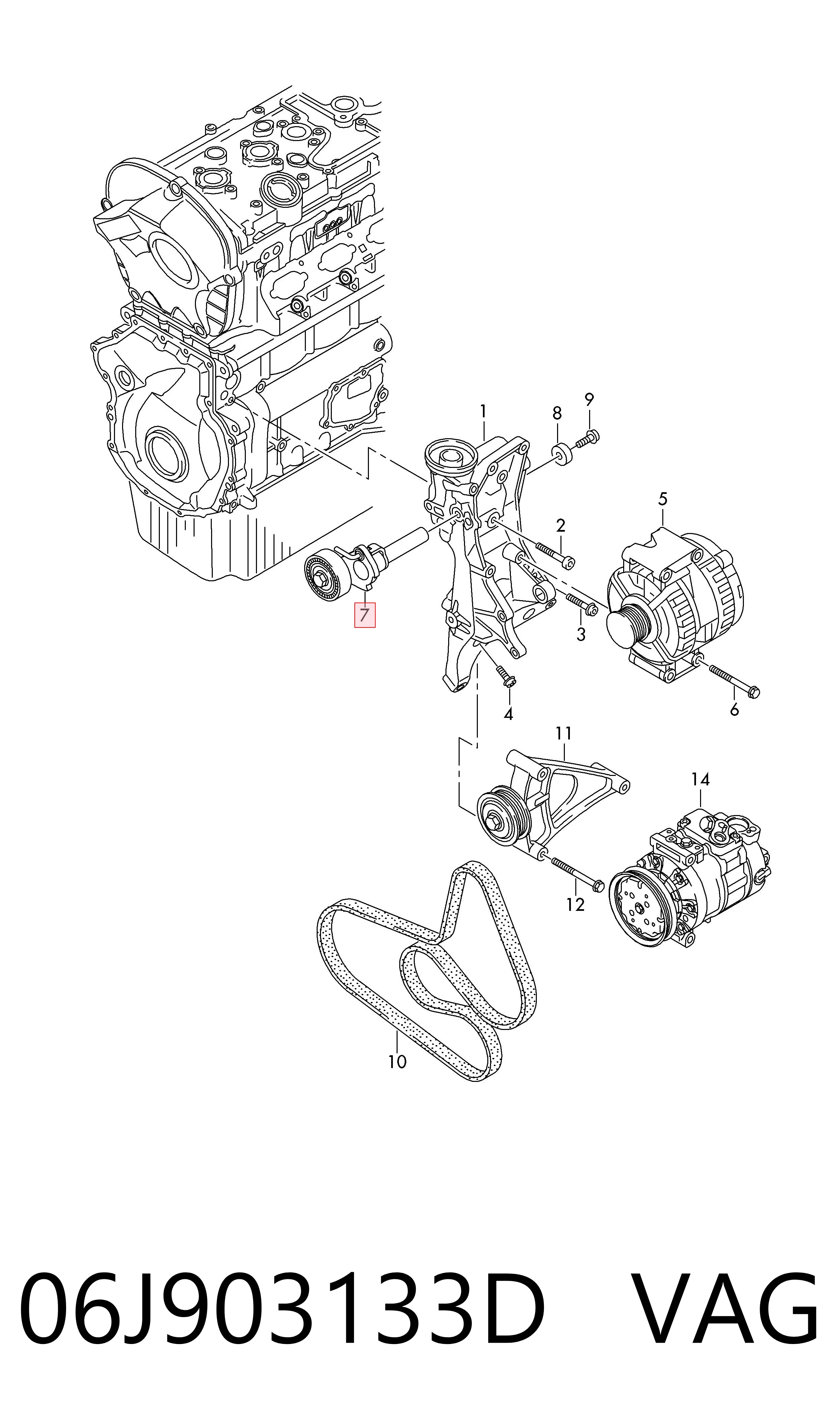 Tensor de la correa trapecial VAG 06J903133D precio, desde 47,54 EUR