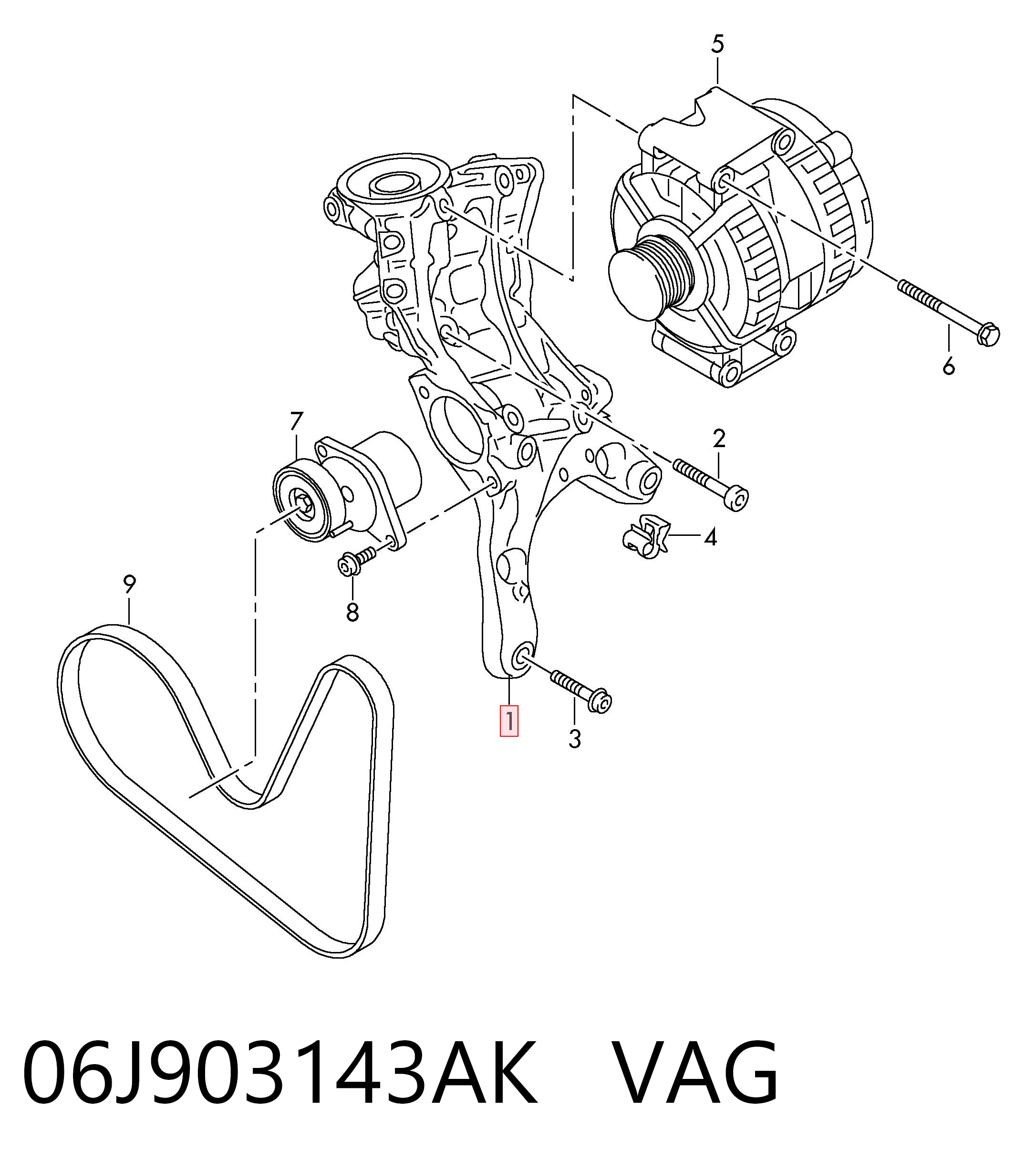 06J903143AK VAG Soporte alternador