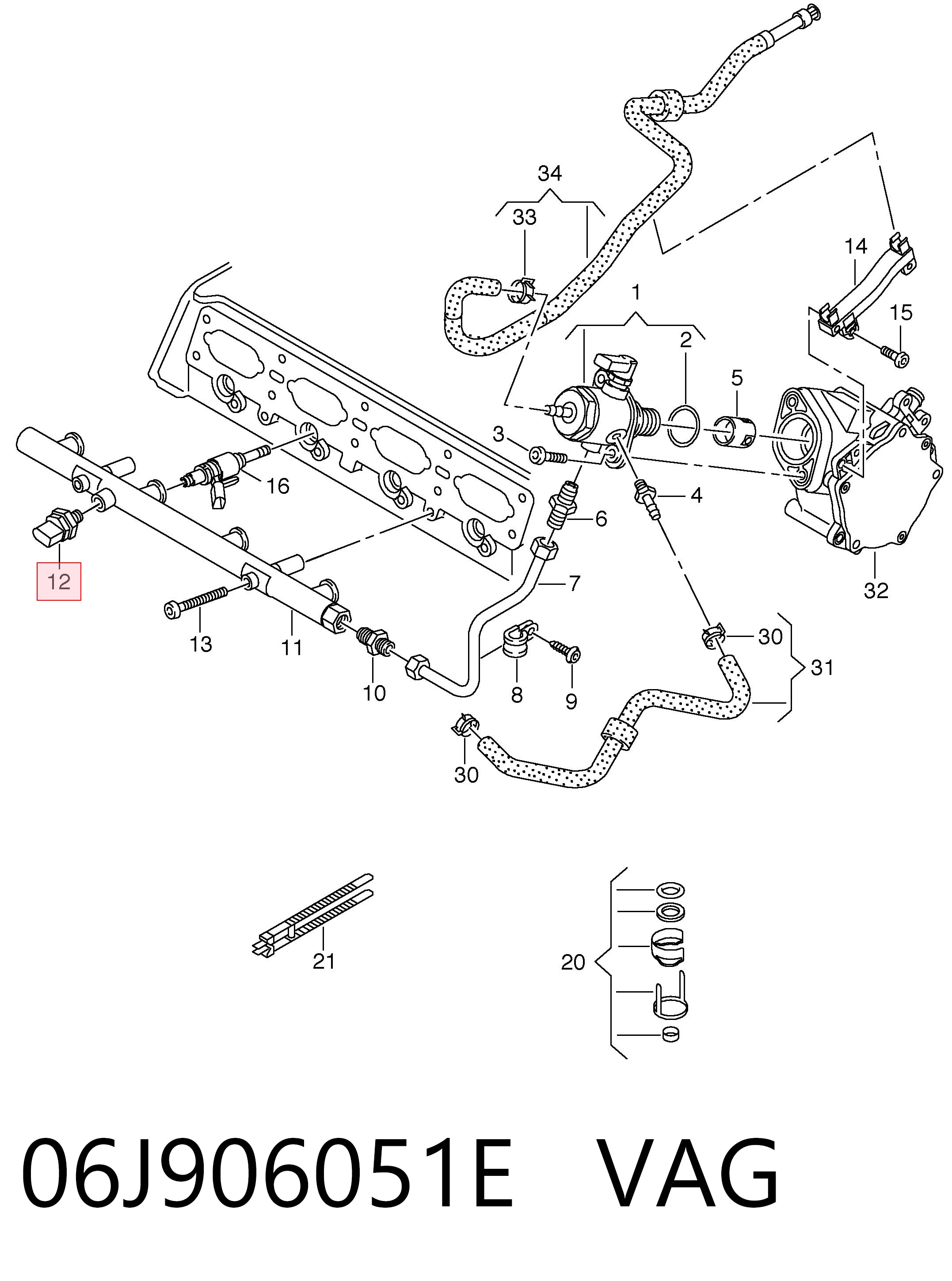 Sensor de la presión del combustible Volkswagen Golf VIII (CD1, DA1)