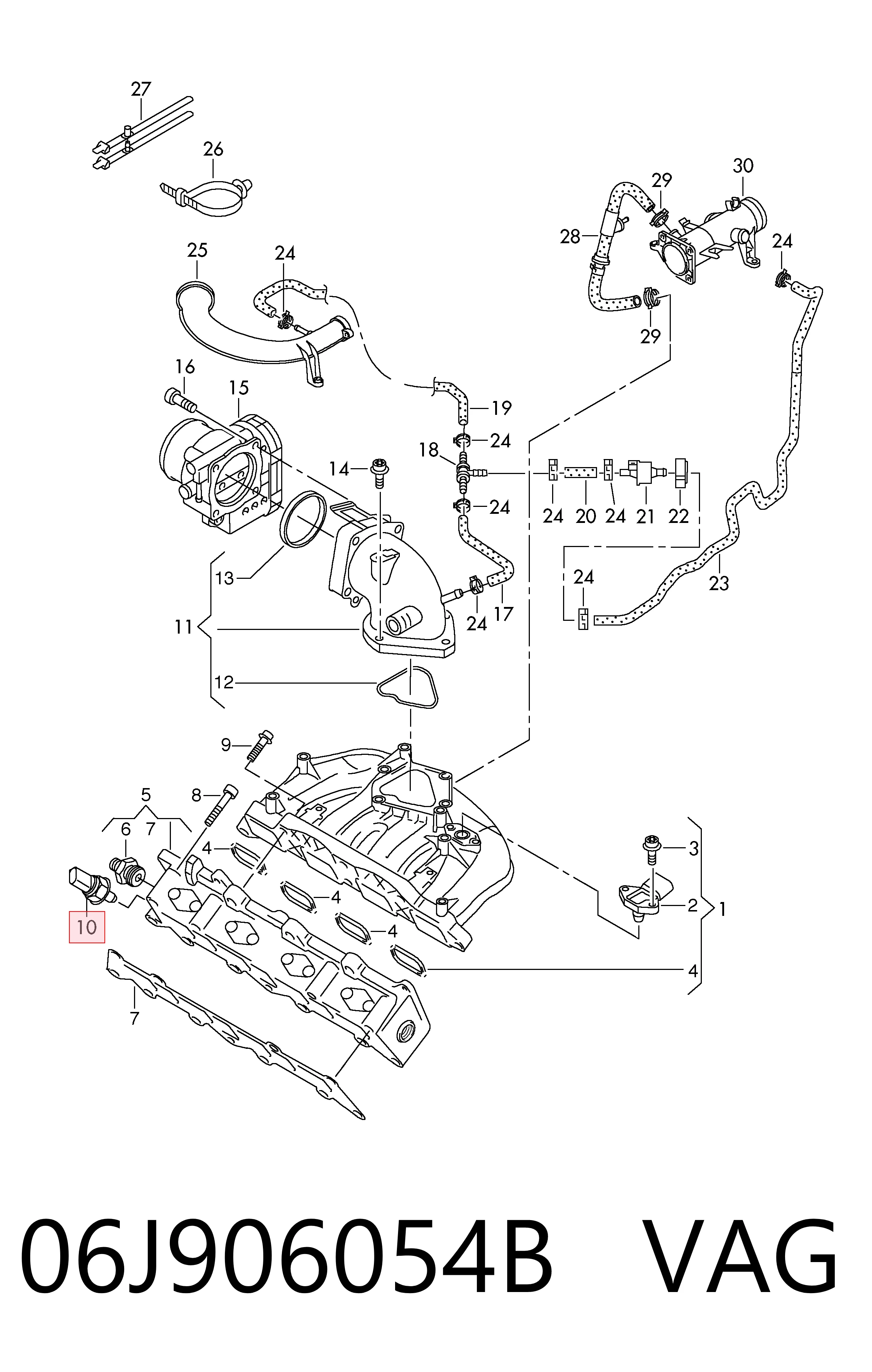 Sensor de la presión del combustible VAG 06J906054B