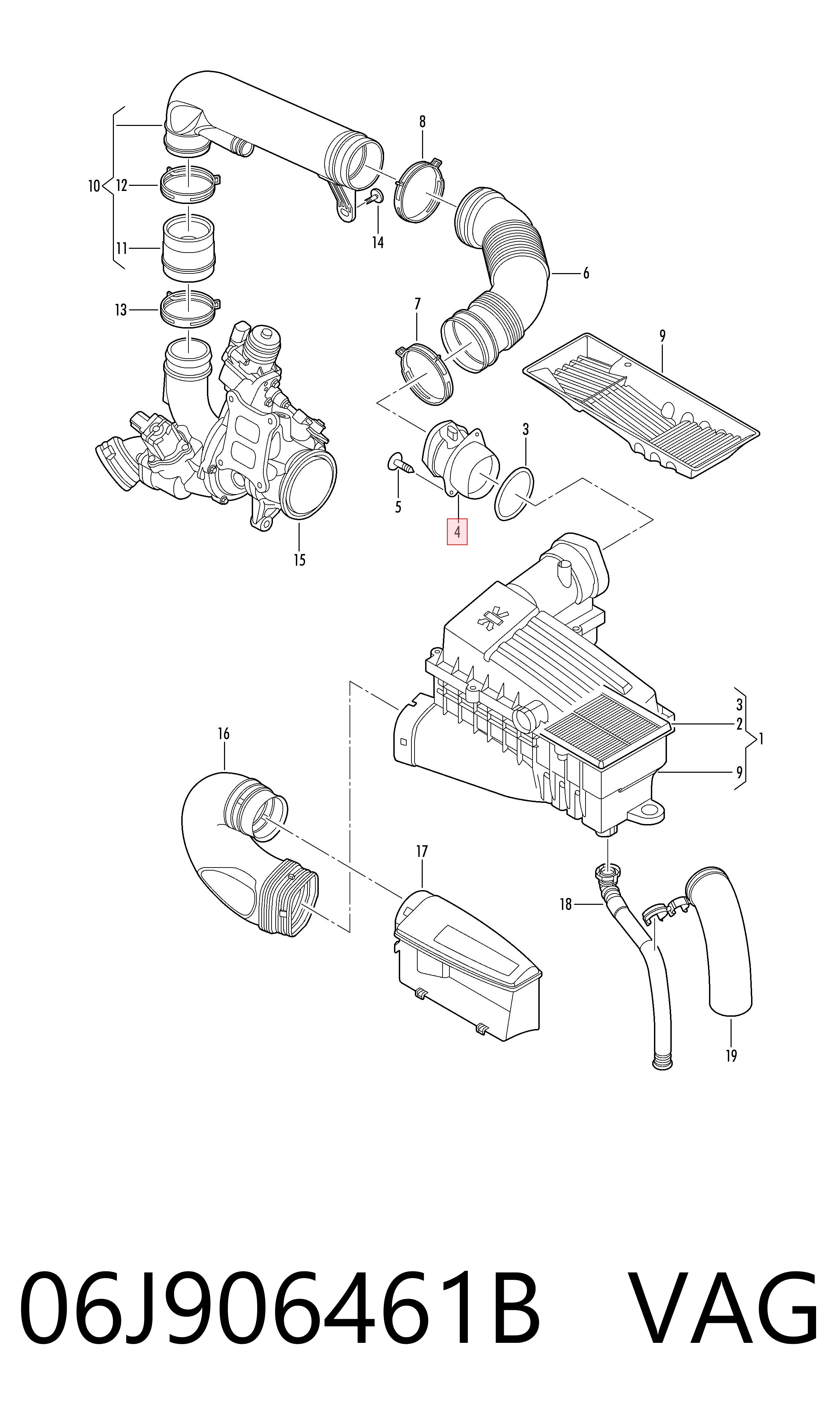 06J906461B VAG Sensor de flujo de aire