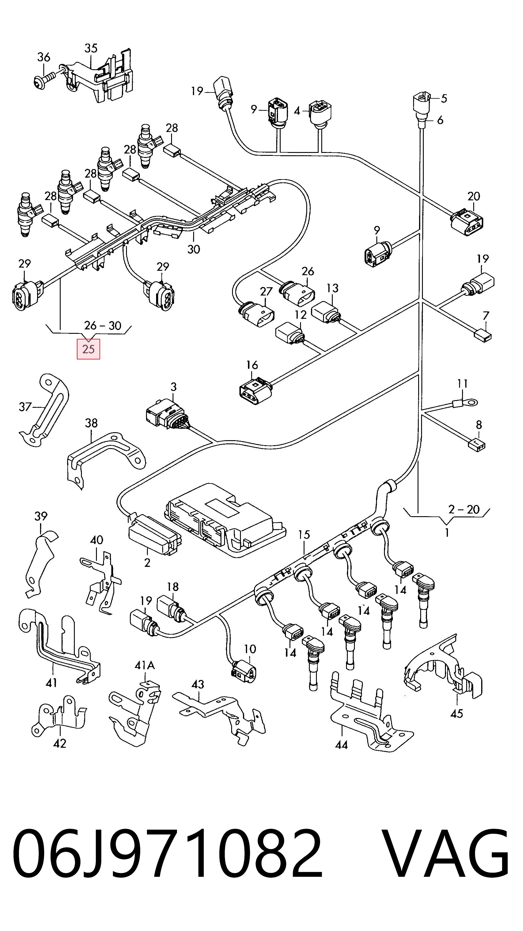 Conector de inyector de combustible 06J971082 VAG