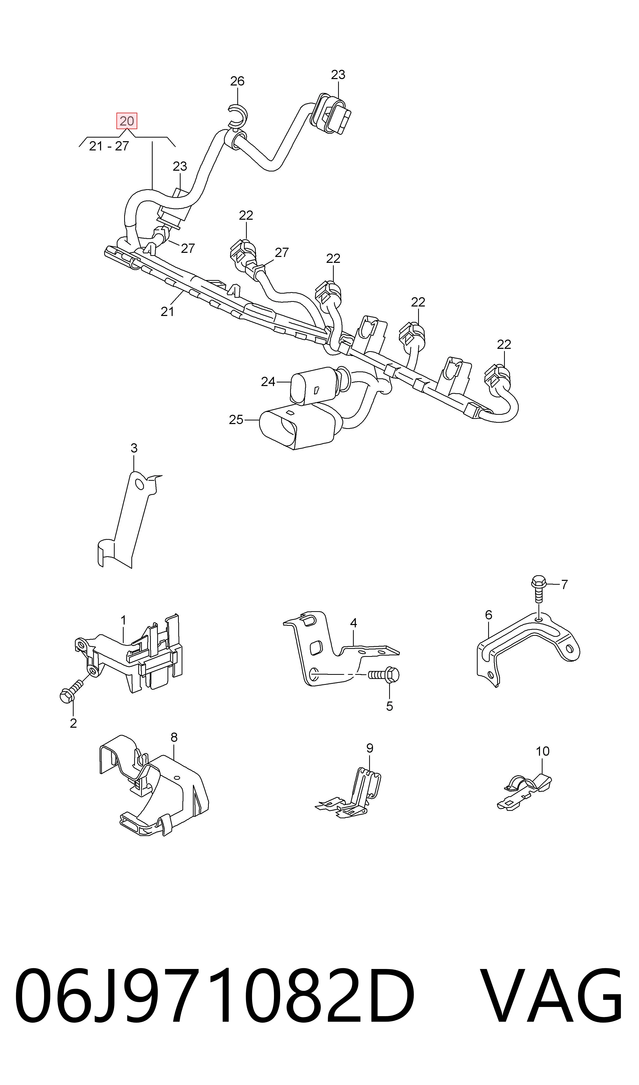 06J971082D VAG Conector de inyector de combustible