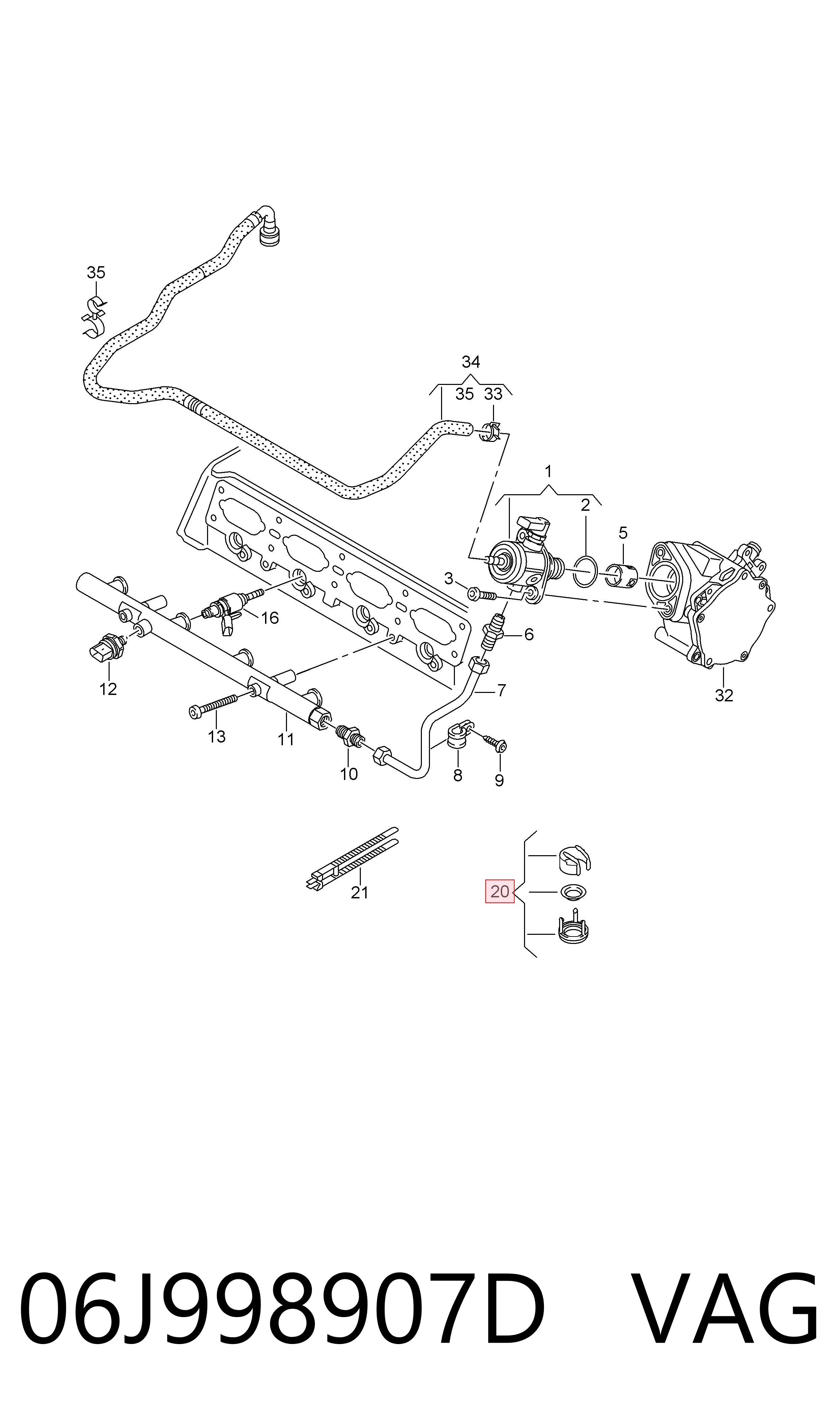 06J998907D VAG Kit de reparación del inyector