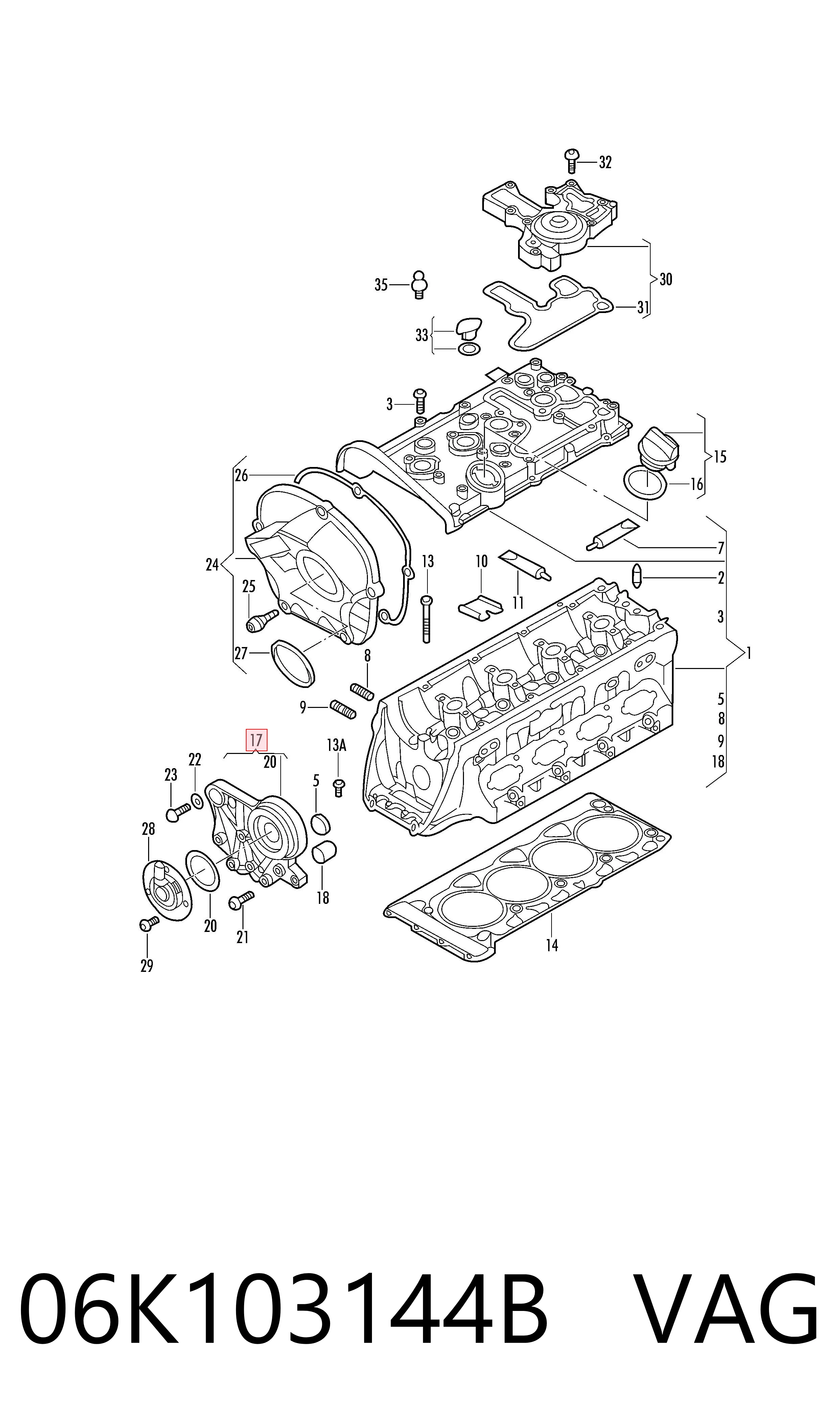 06K103144B VAG Tapa delantera del motor