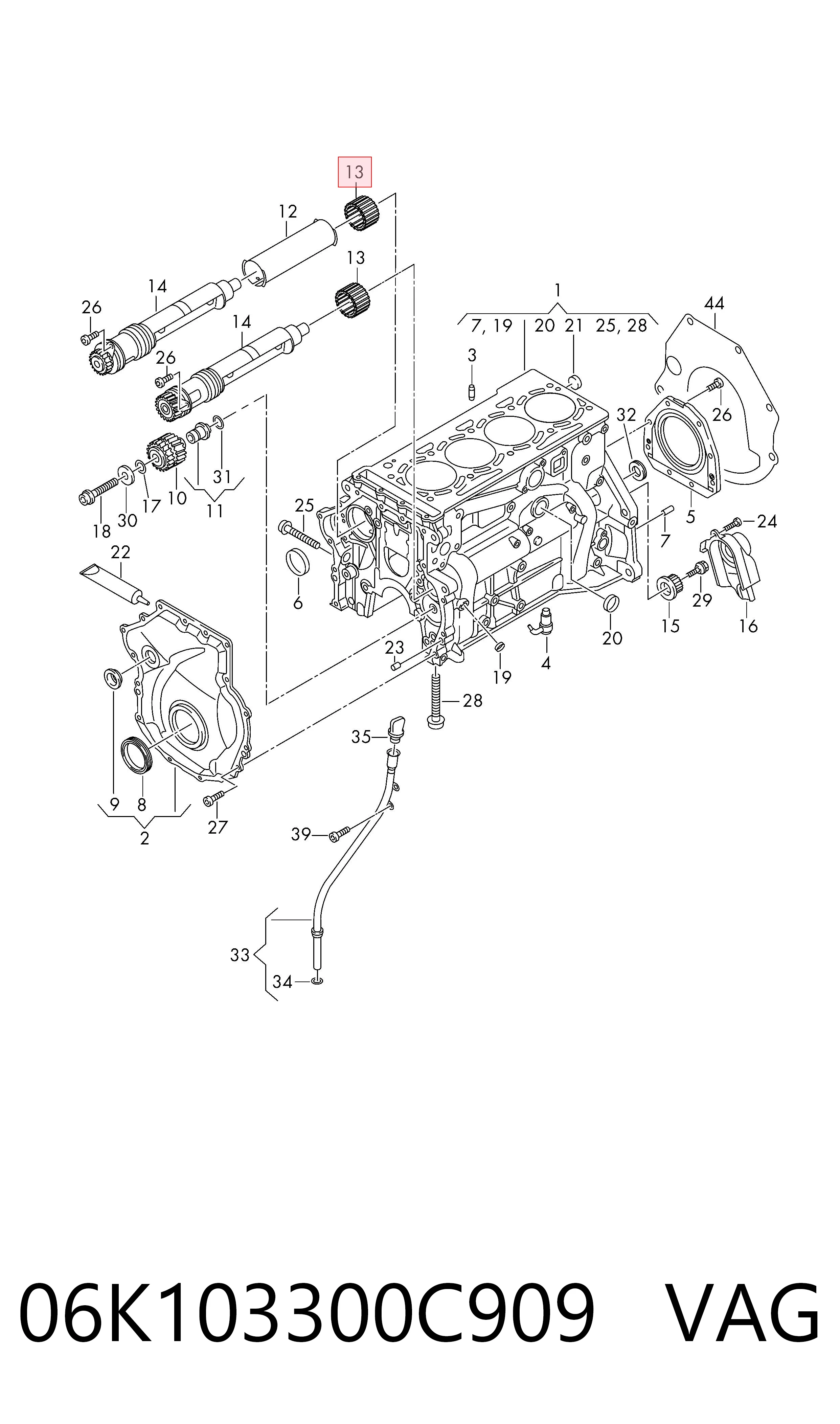 06K103300C909 VAG Bloque de cilindros del motor