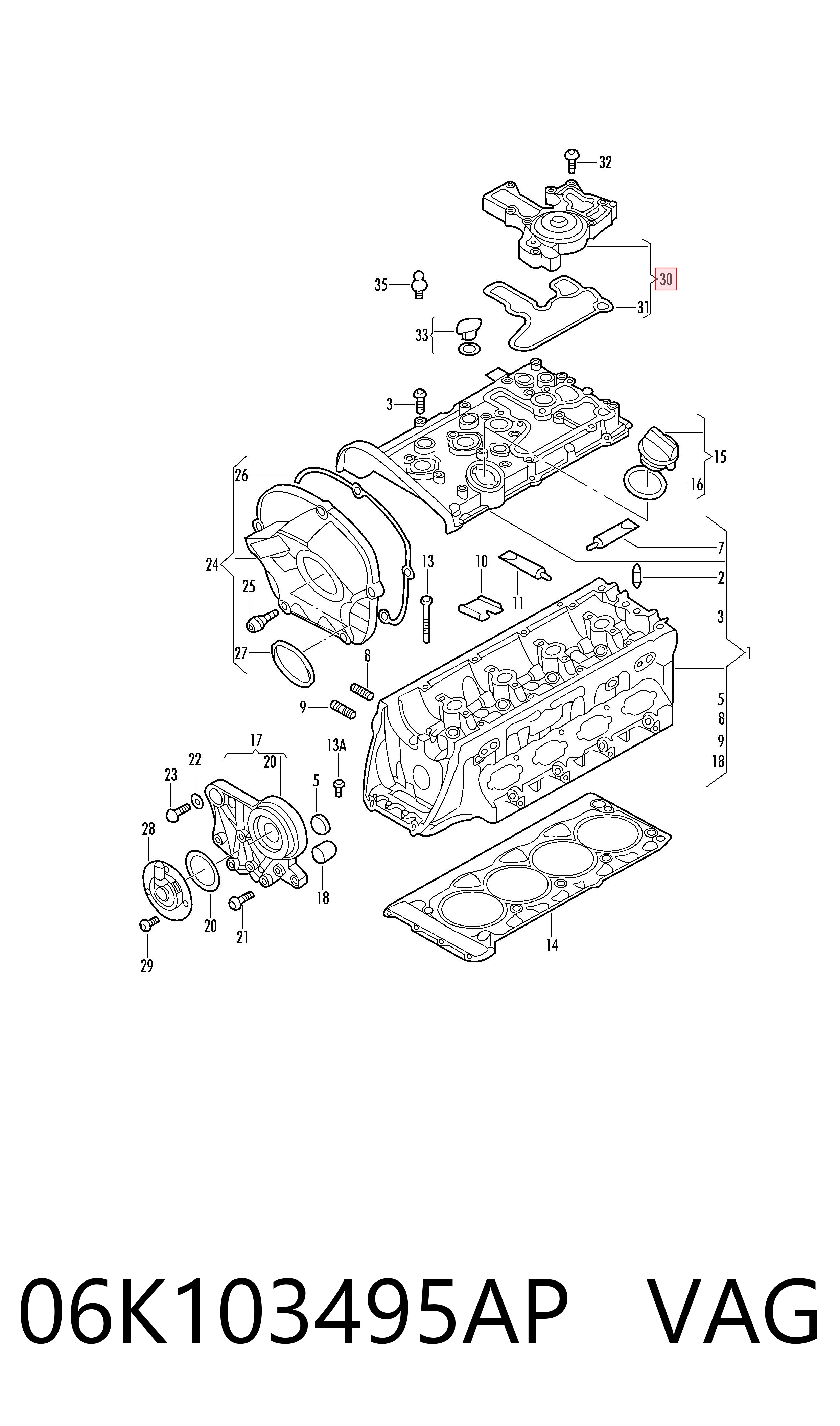 06K103495AP VAG Separador de aceite del sistema de ventilación del cárter