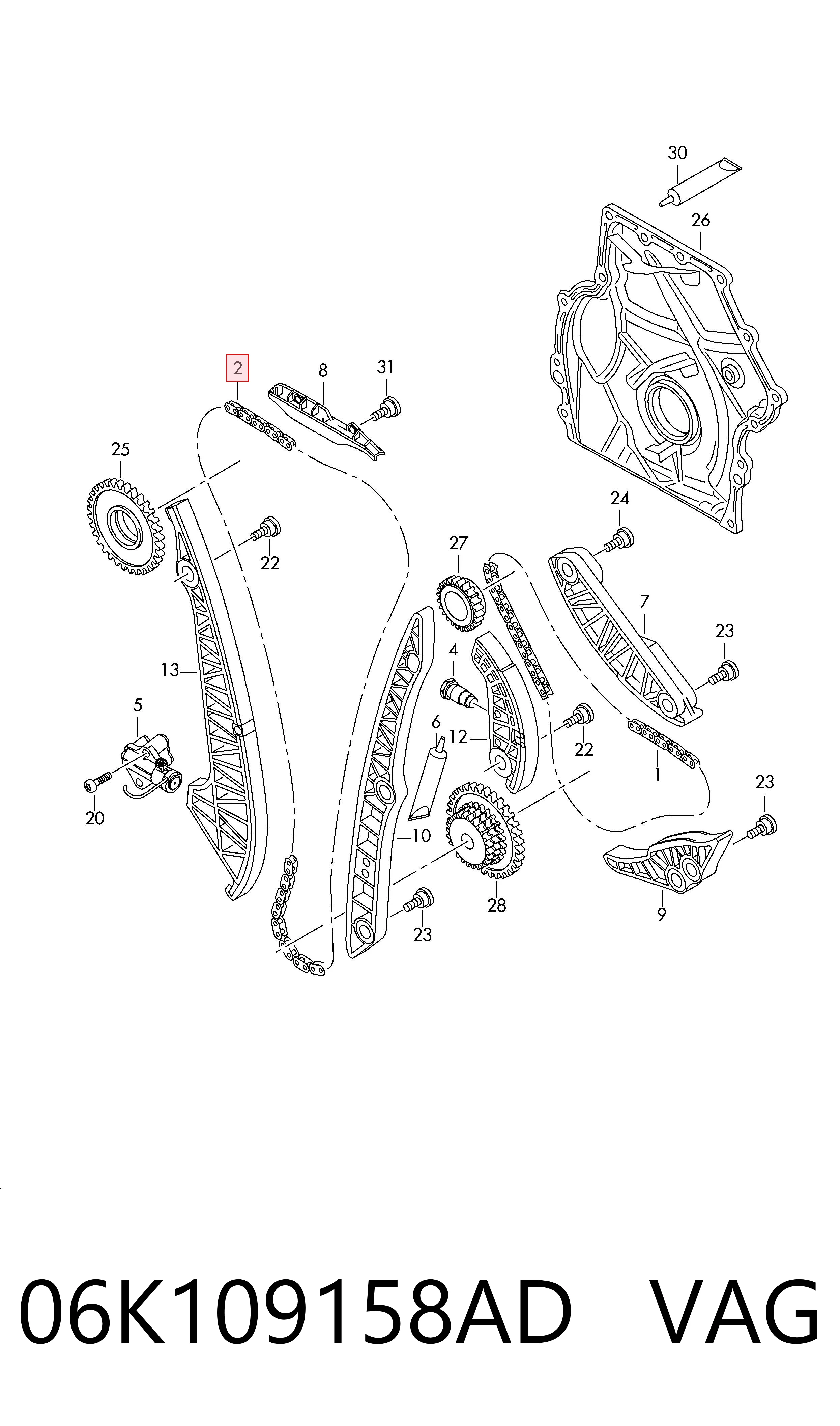 Cadena de distribución para Audi A6 4G2, 4GC