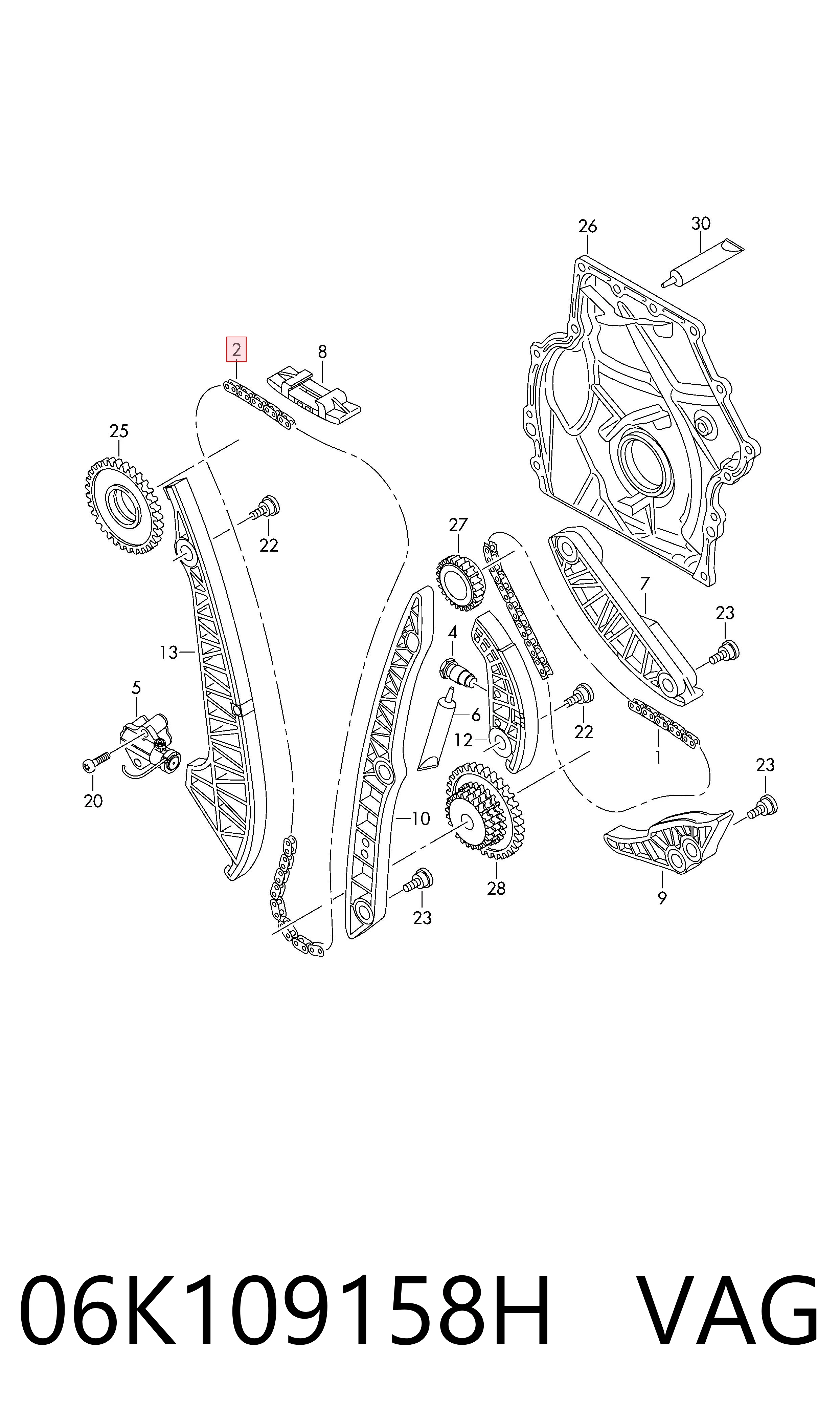 Cadena de distribución motor Audi A6  (4G2, 4GC)