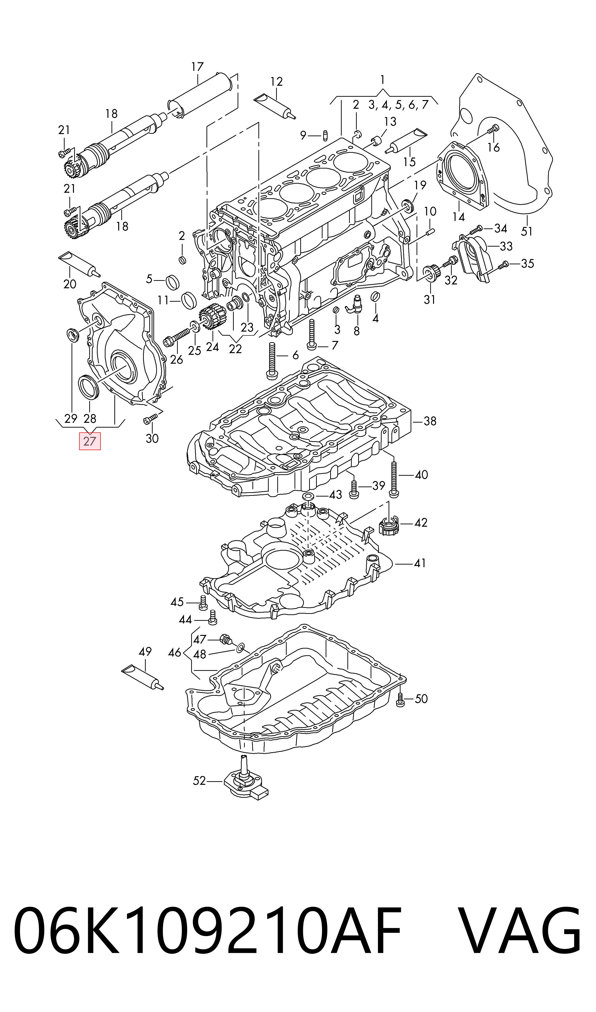06K109210AF VAG Tapa delantera del motor