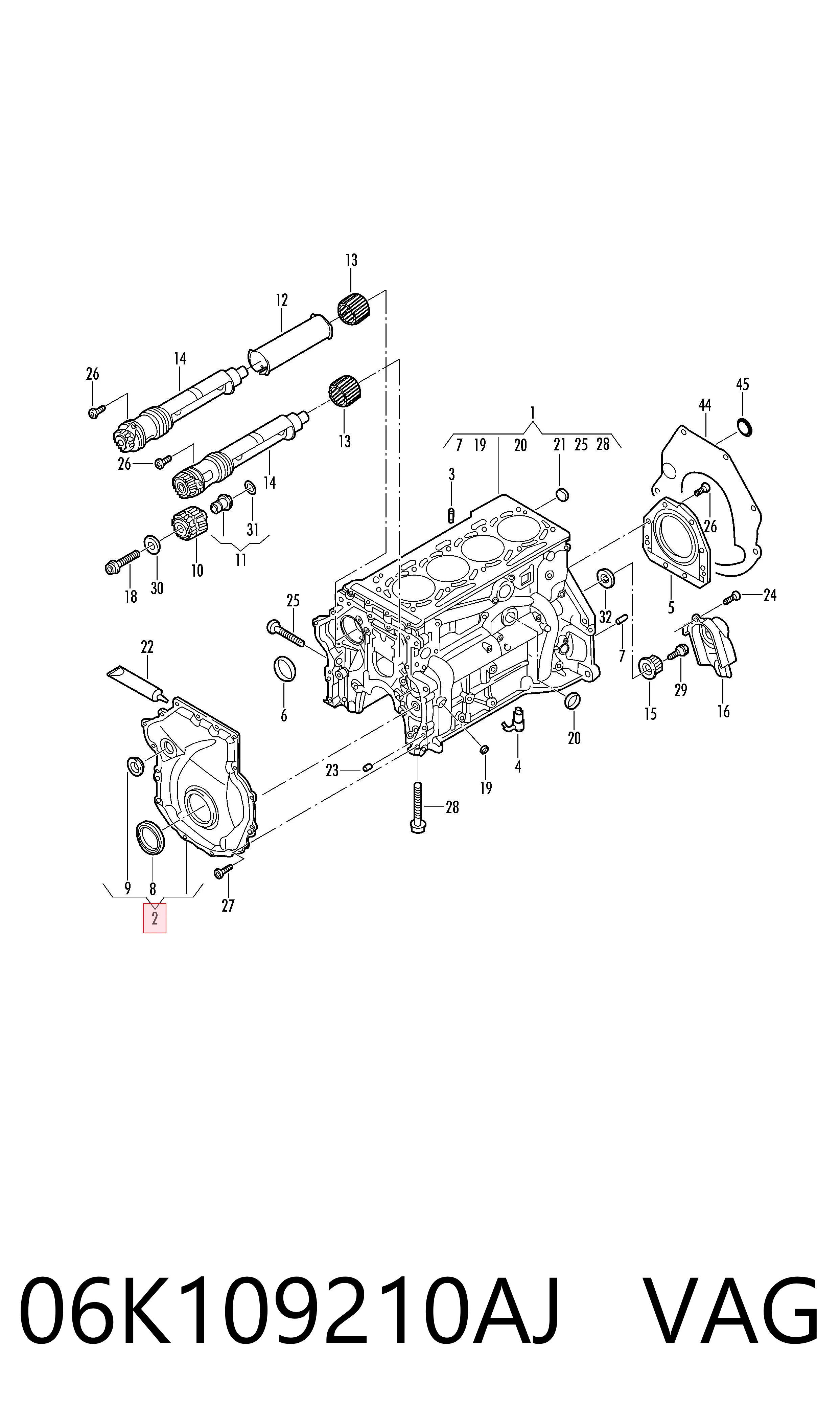 06K109210AJ VAG Tapa delantera del motor