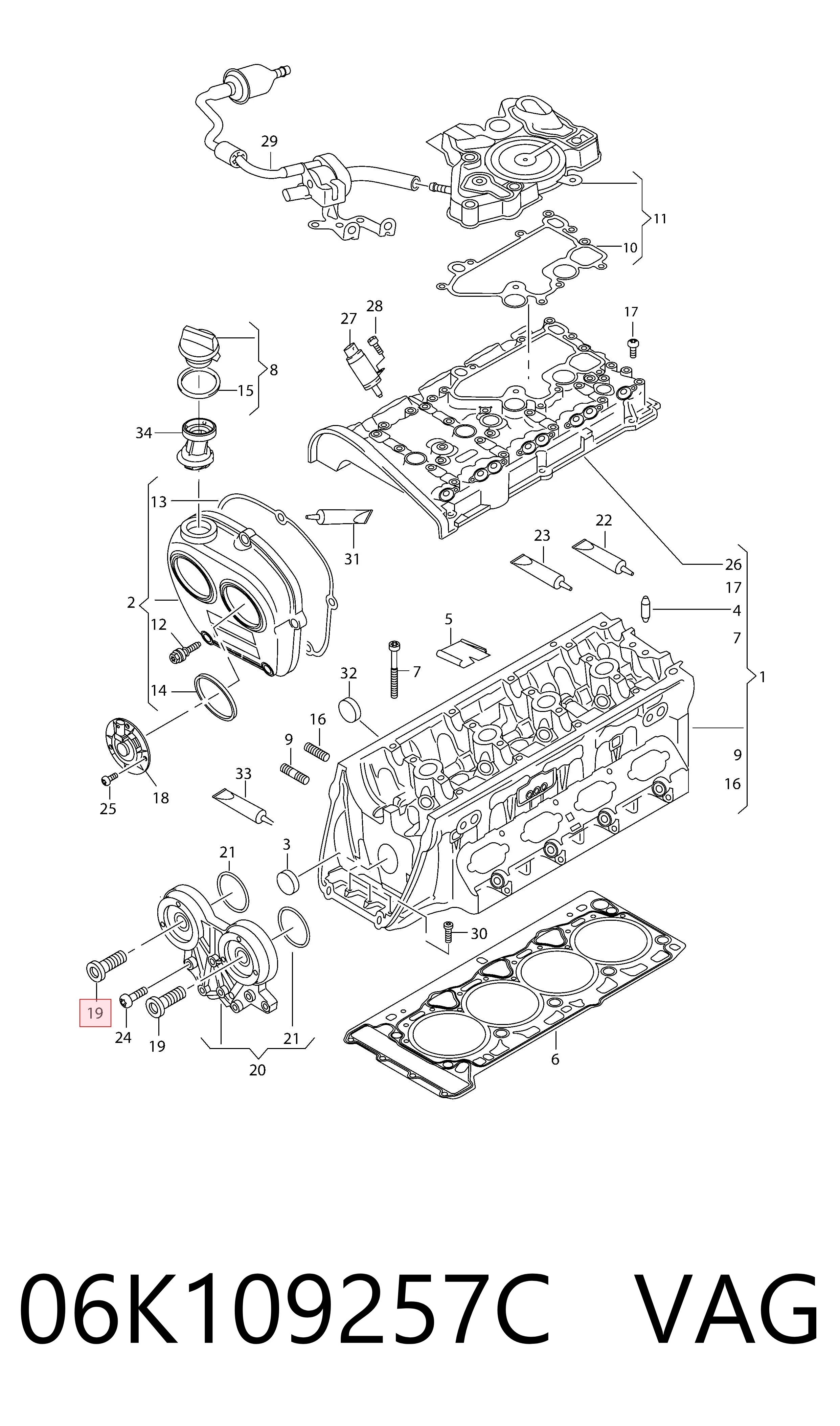 06K109257C VAG Válvula control, ajuste de levas