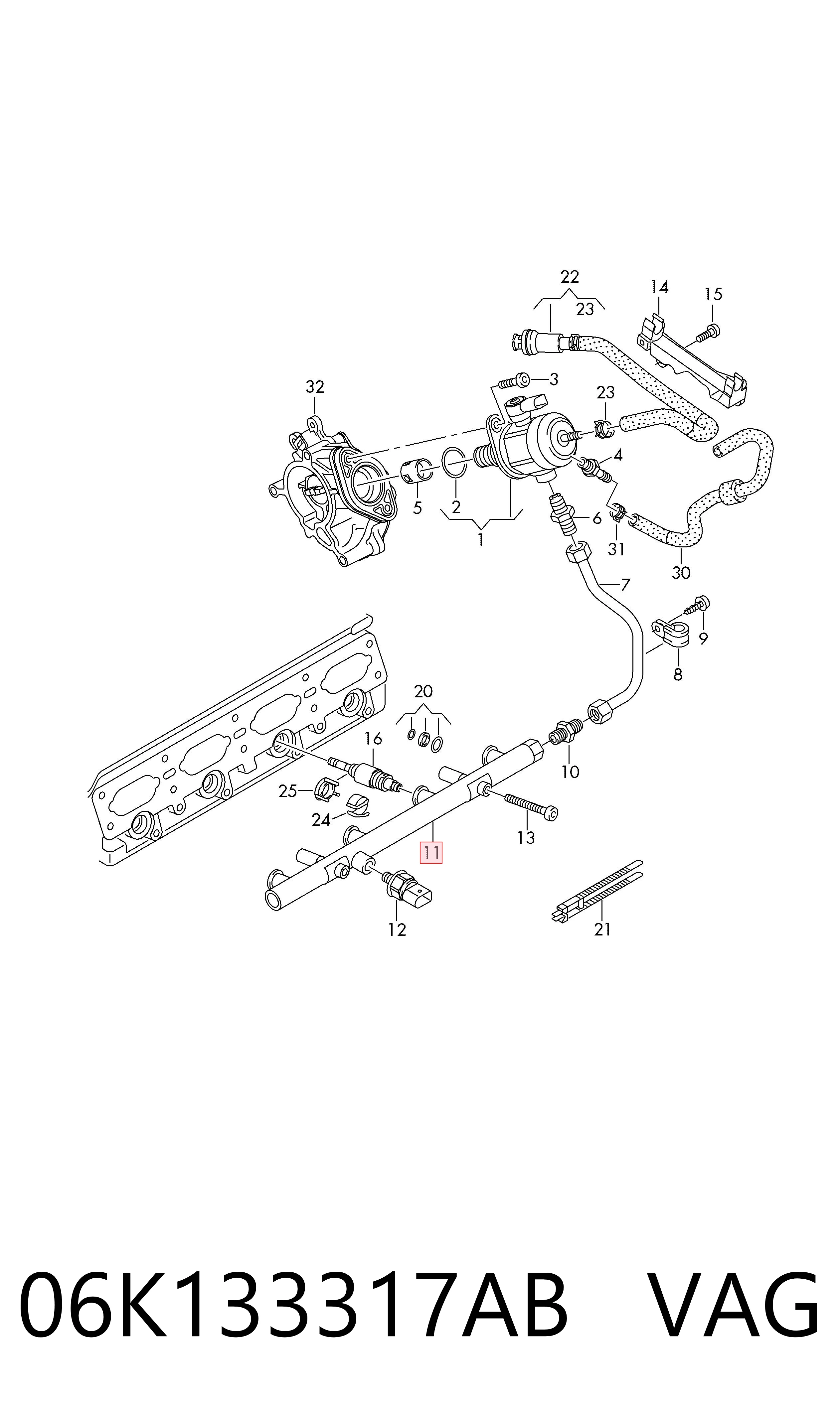 06K133317AB VAG Rampa de combustible