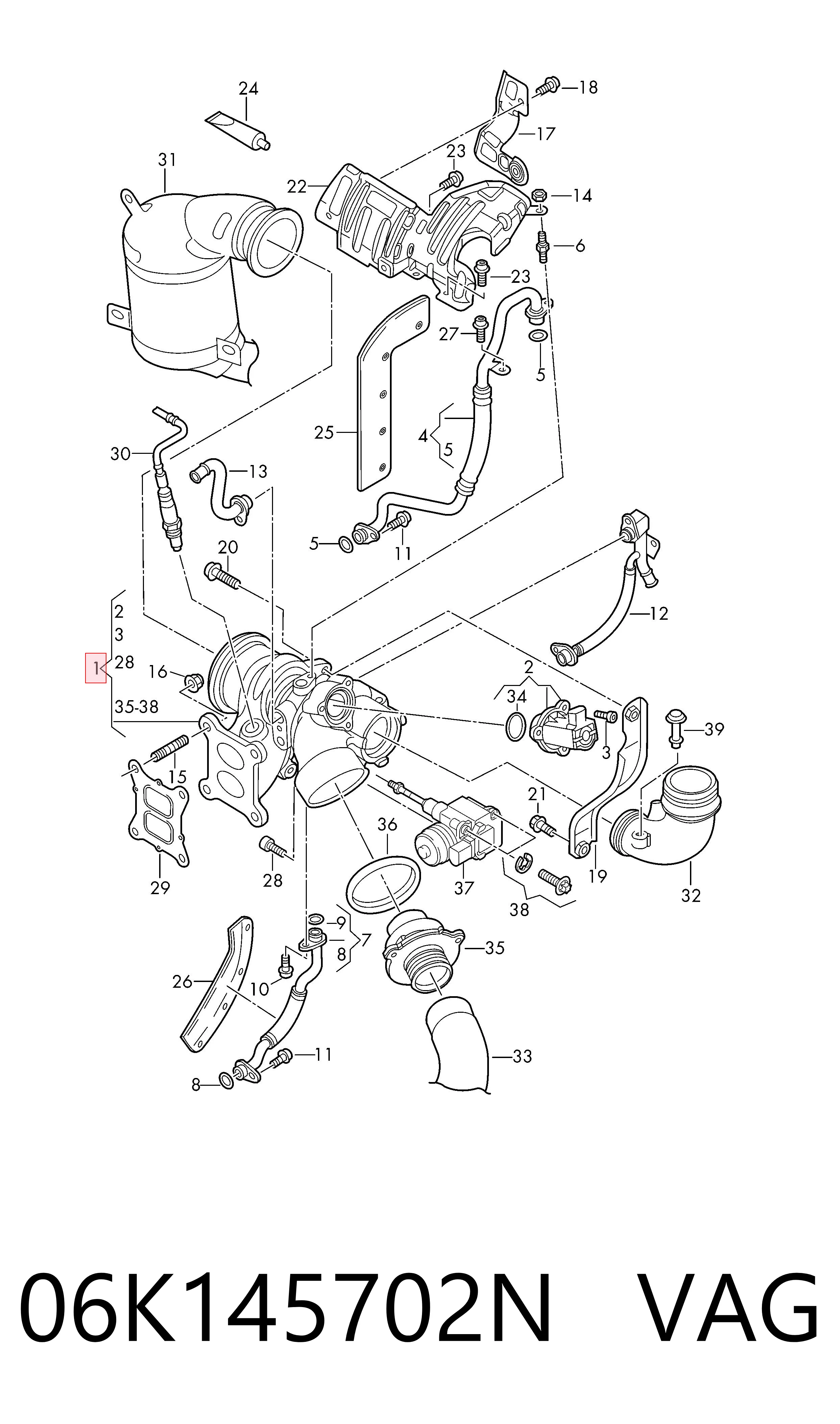 Turbocompresor 06K145702N VAG