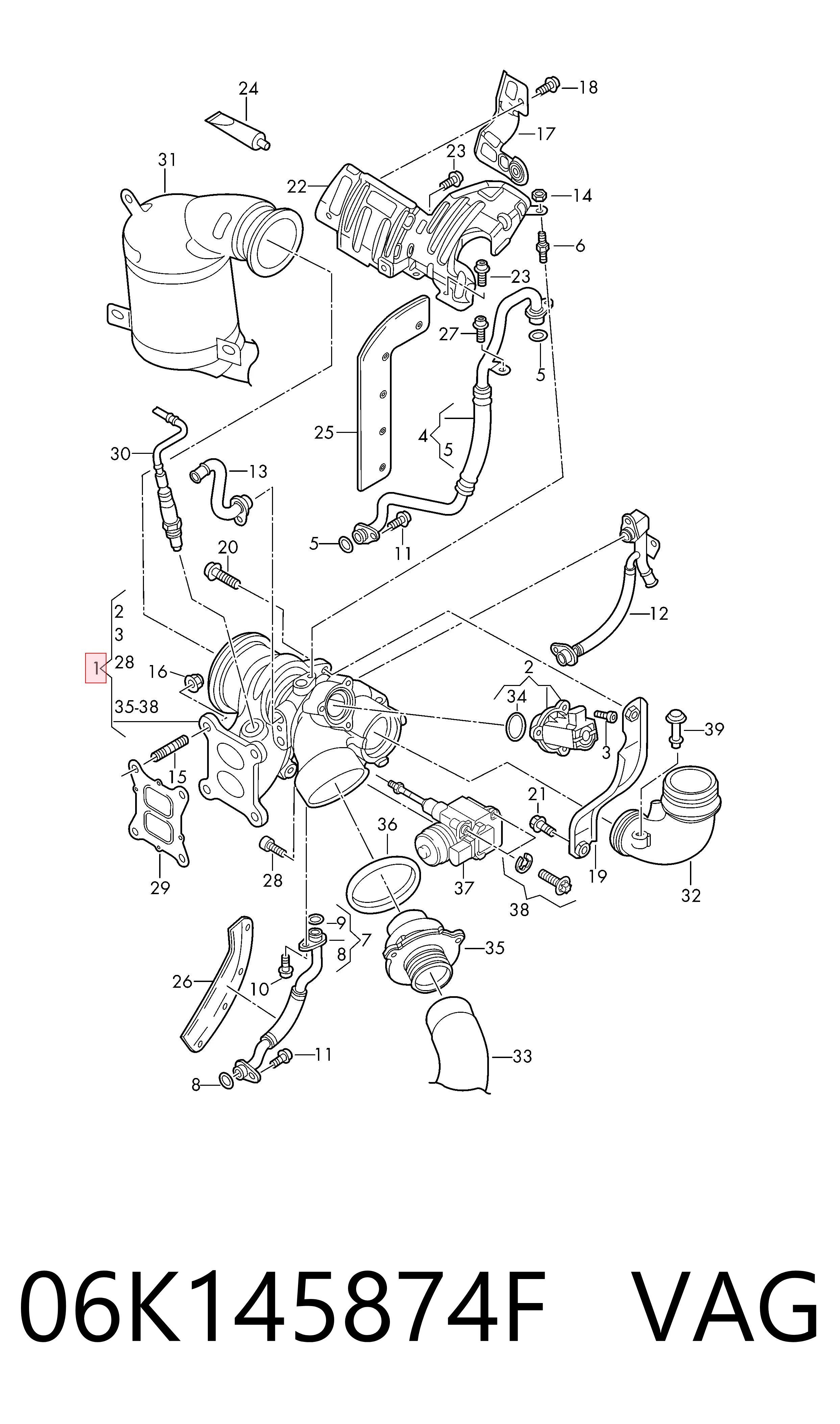 Turbocompresor 06K145874F VAG