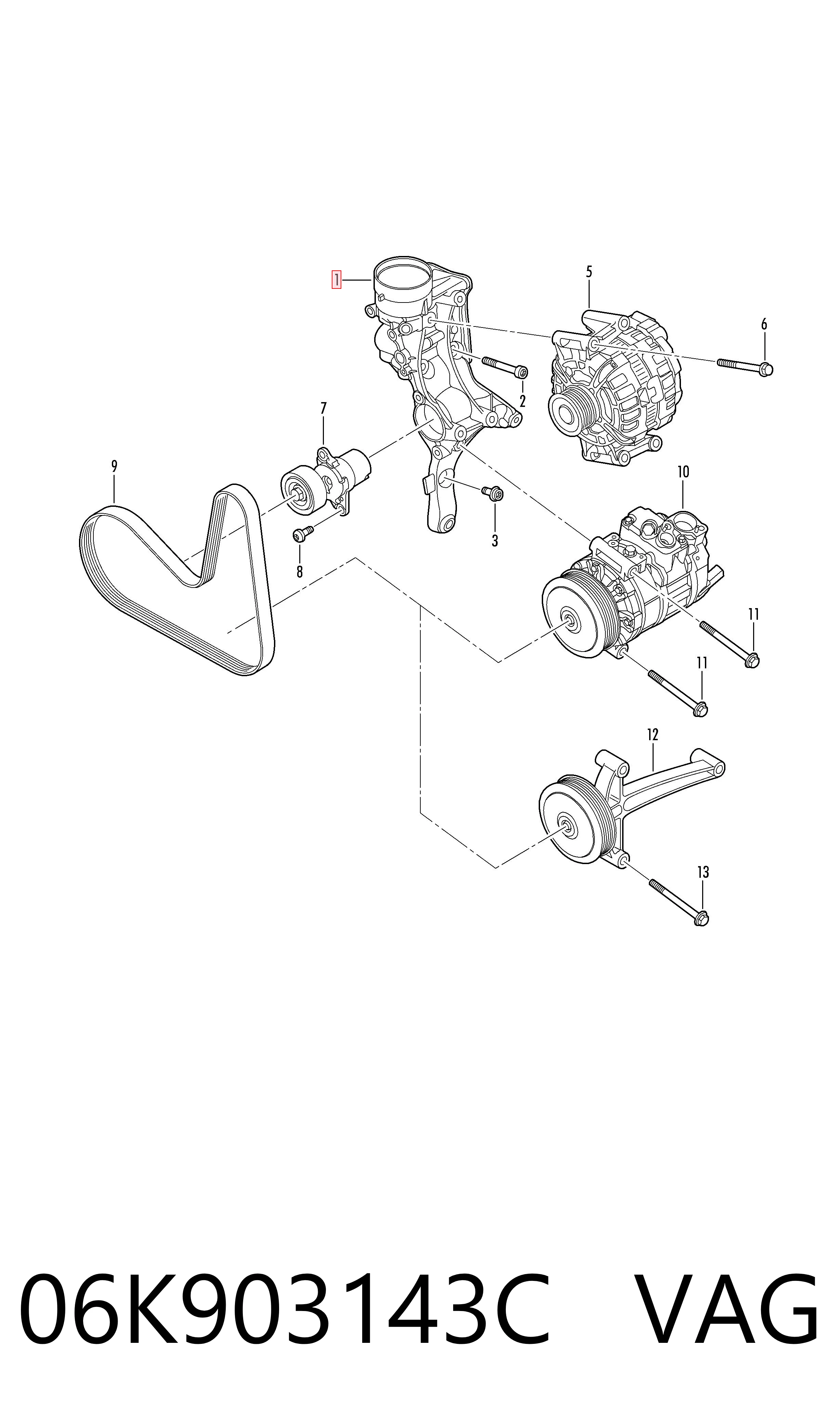 06K903143C VAG Soporte alternador