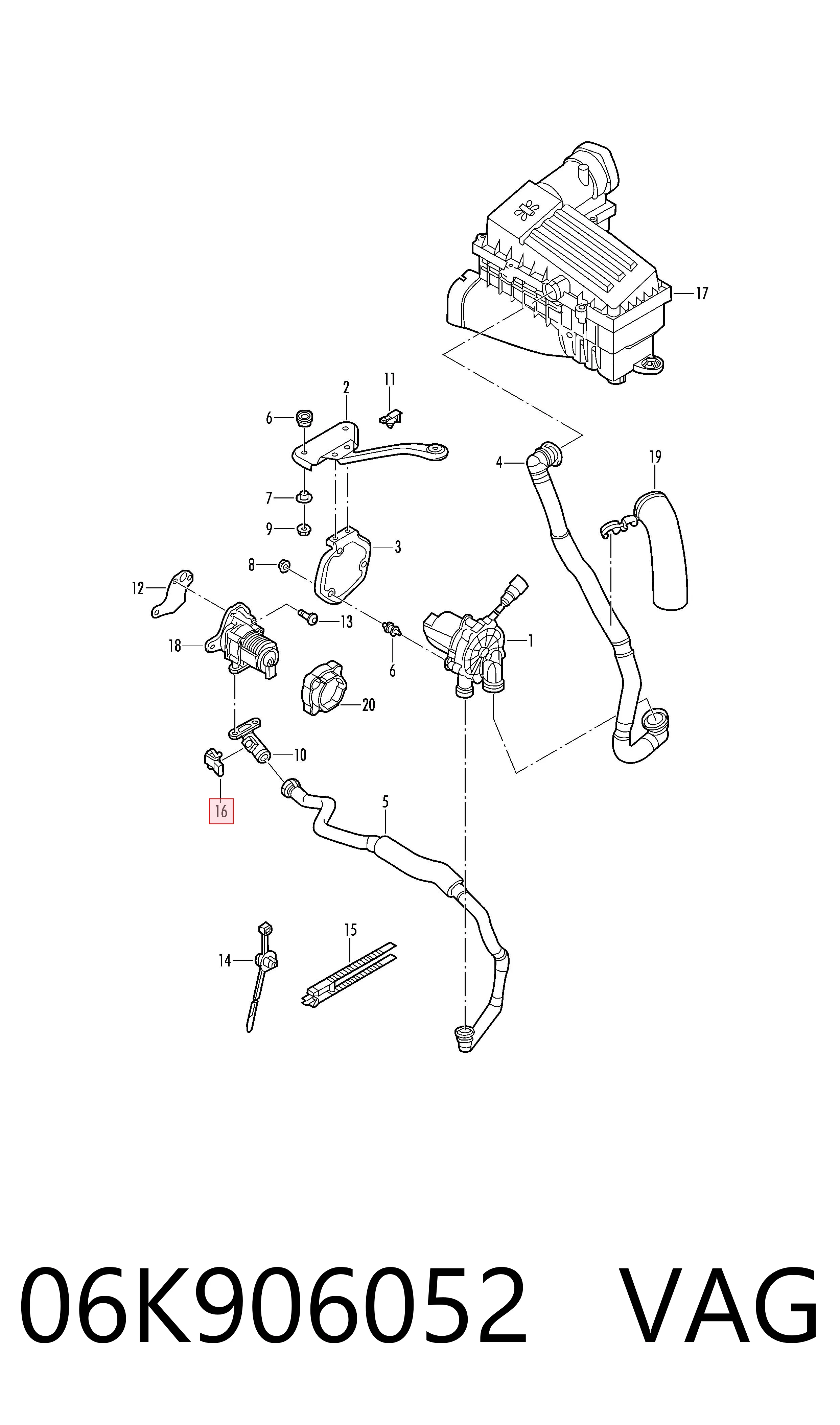 06K906052 VAG Sensor de presión del tubo de aire secundario