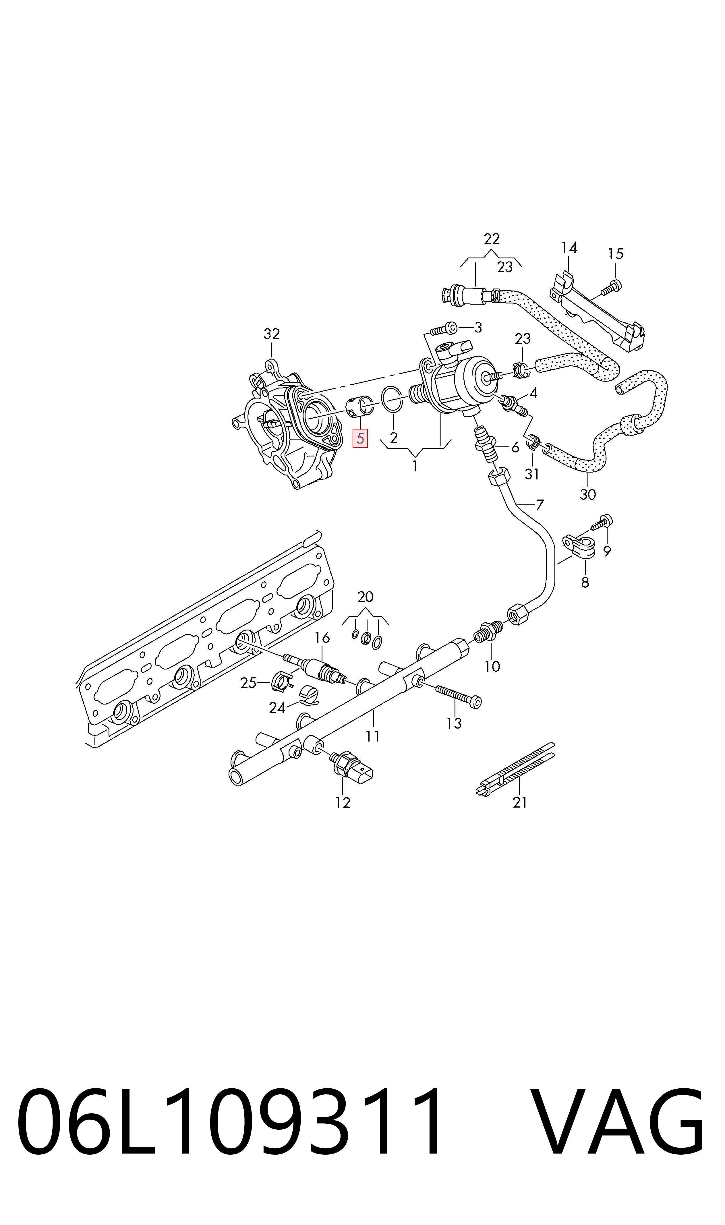 06L109311 VAG Empujador de la bomba de combustible