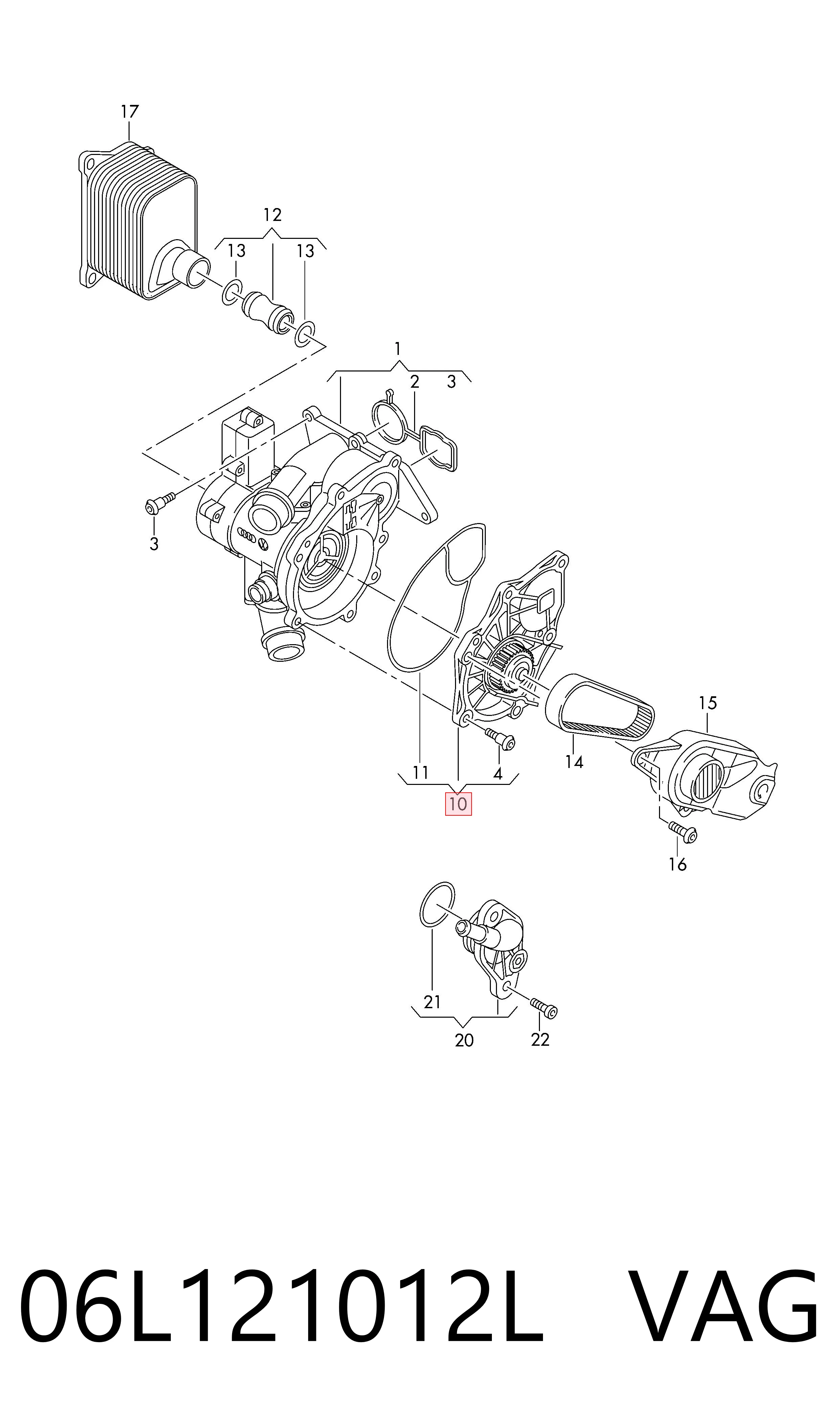 06L121012L VAG Bomba refrigerante coche