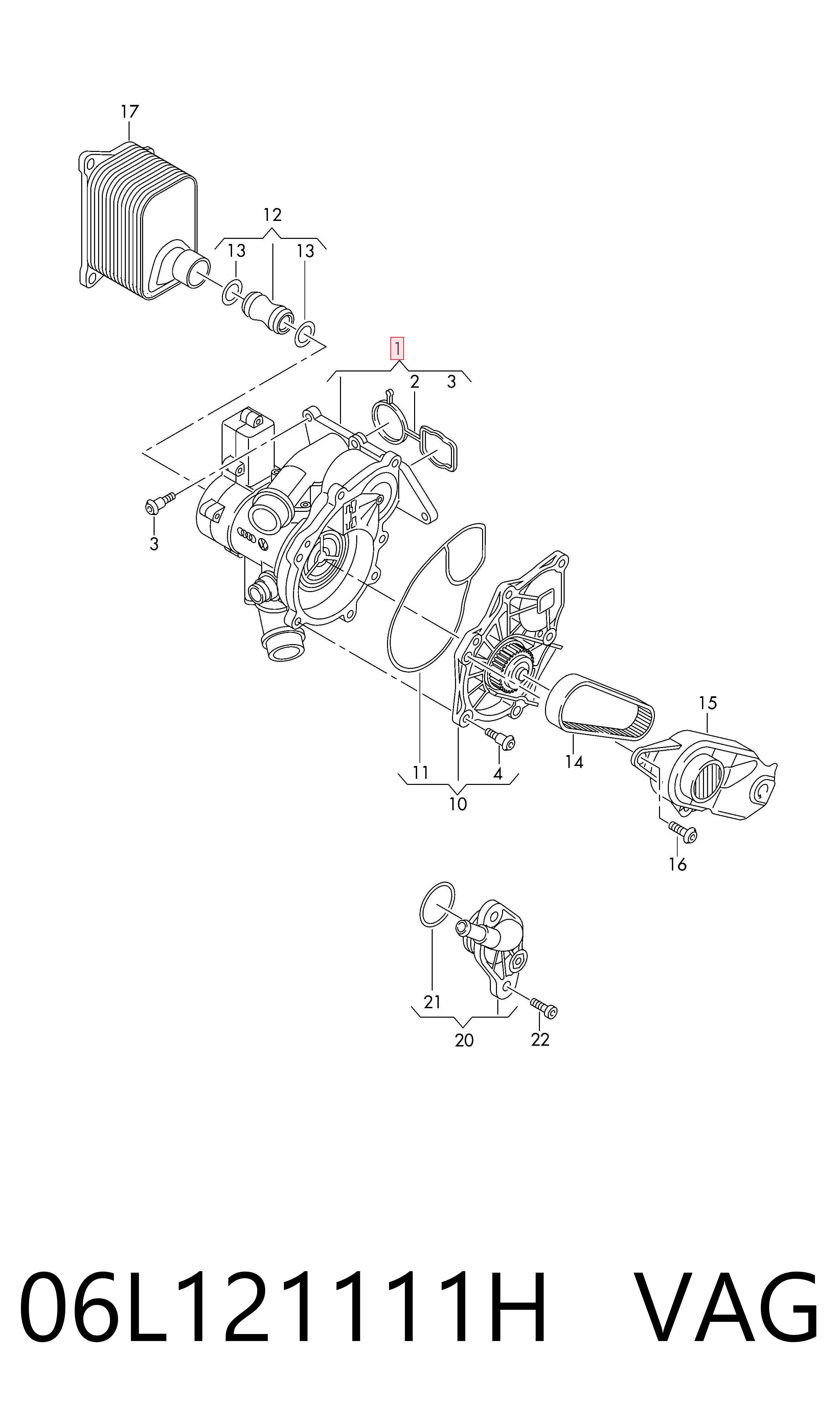 06L121111H VAG Bombeadora de agua, completo con caja