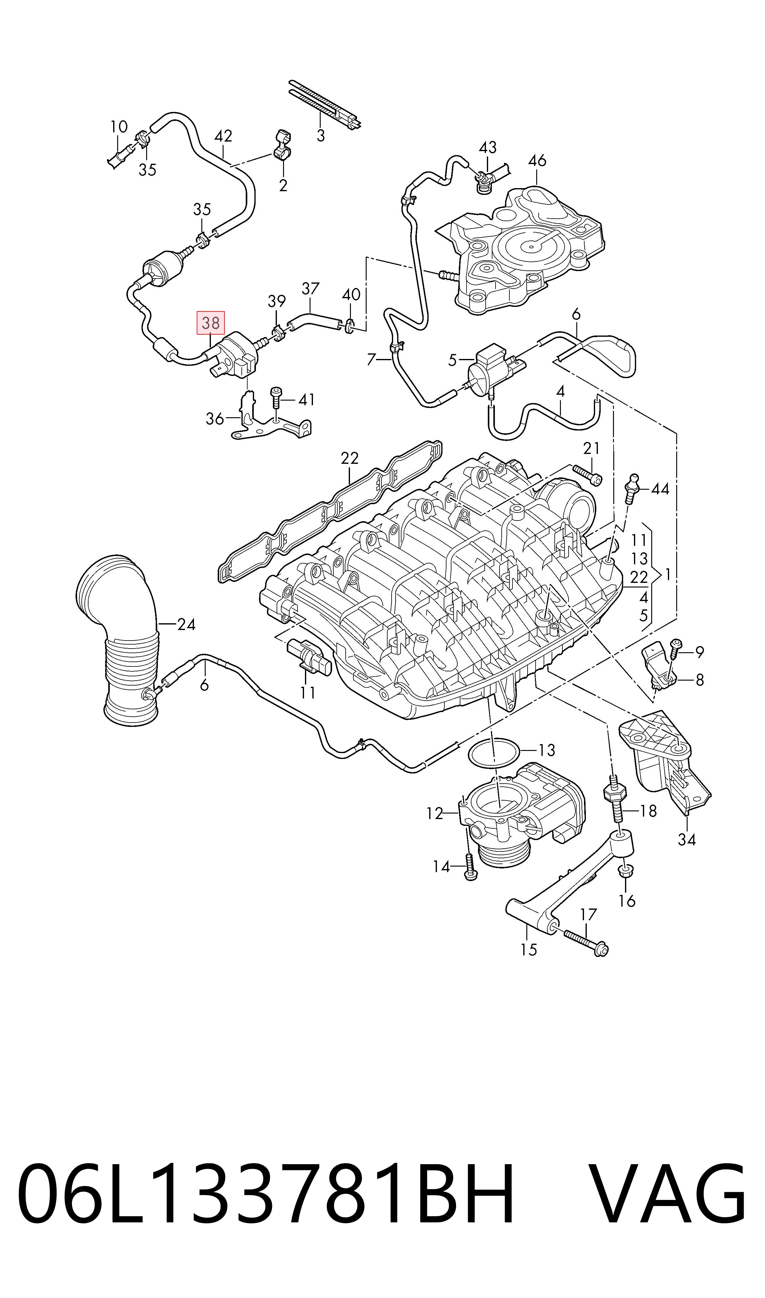 06L133781BH VAG Válvula de purga de vapores de combustible