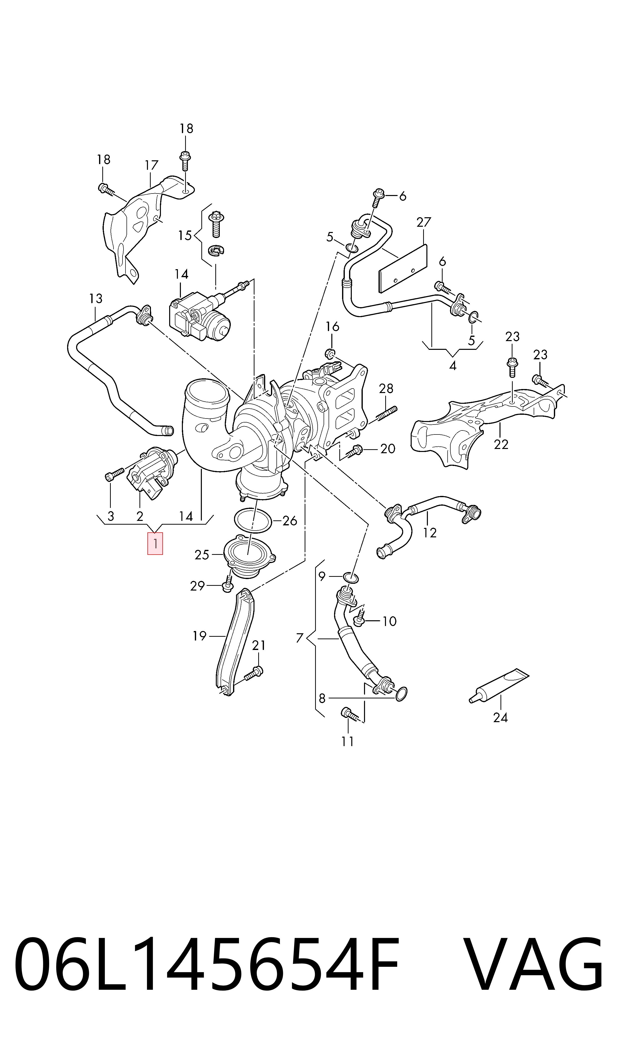 06L145654F VAG Turbo para motor