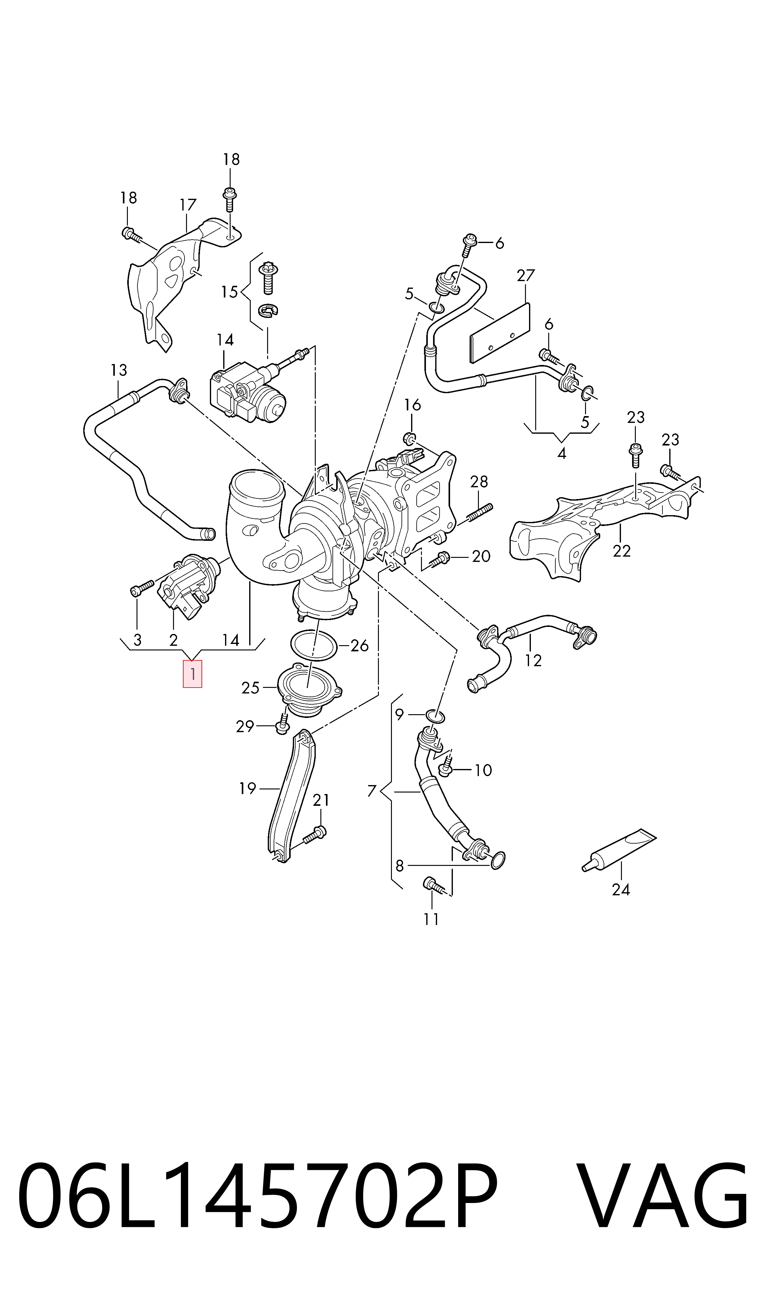 Turbocompresor 06L145702P VAG