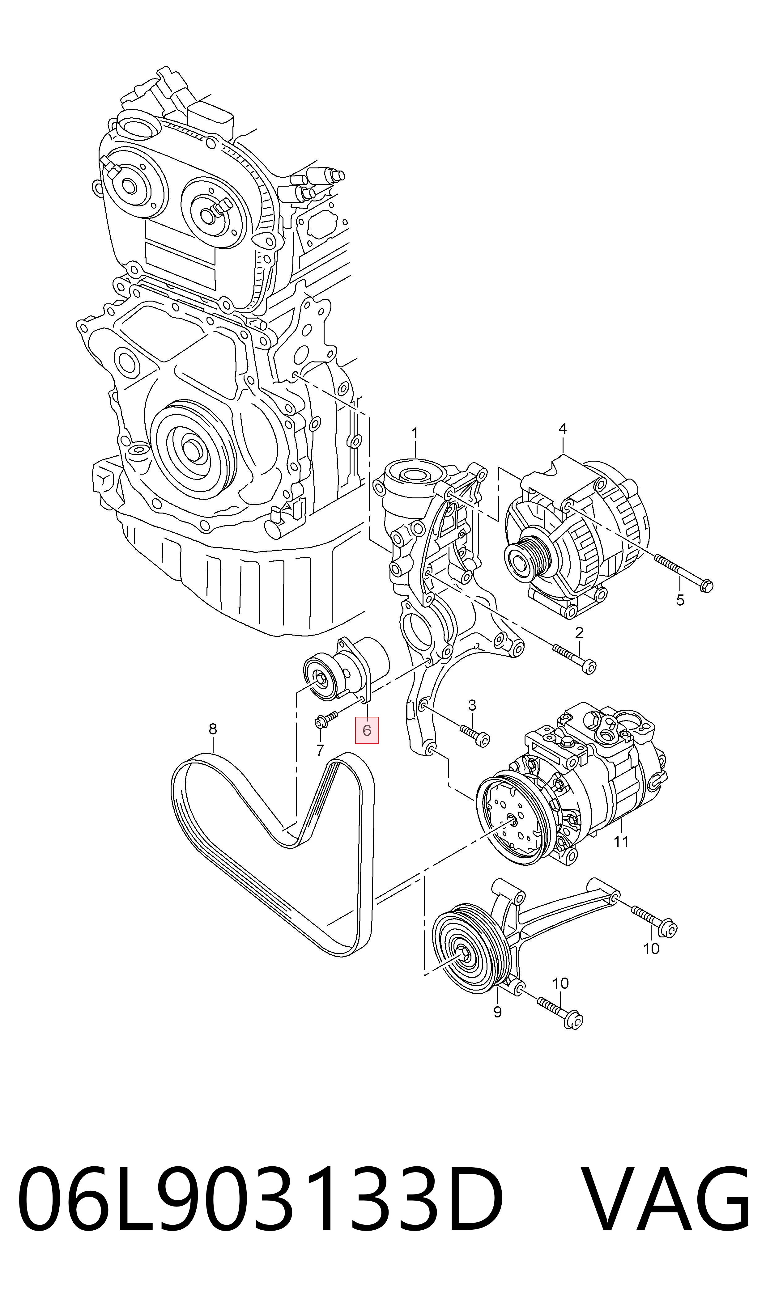 06L903133D VAG Tensor de correa de alternador