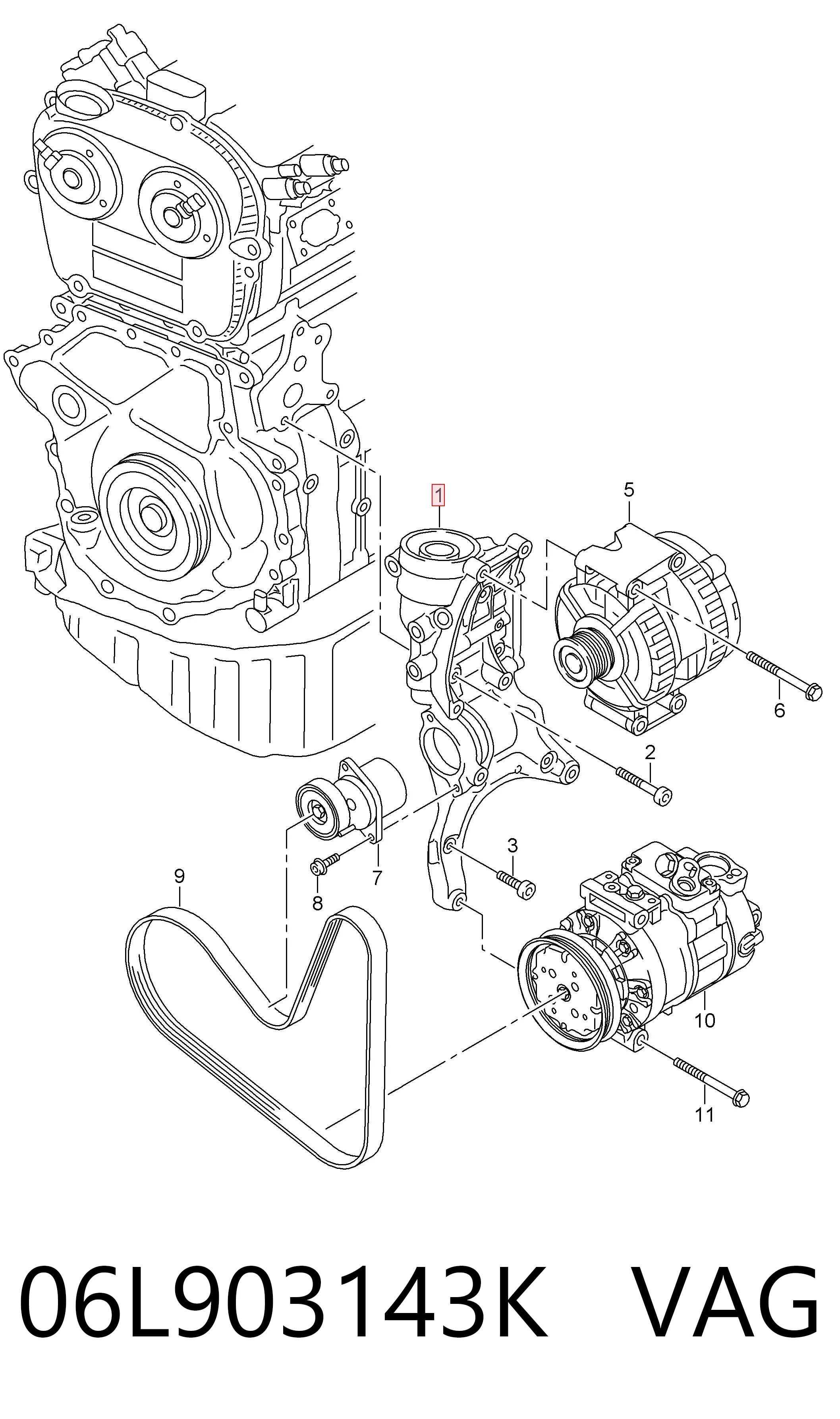 06L903143K VAG Soporte alternador