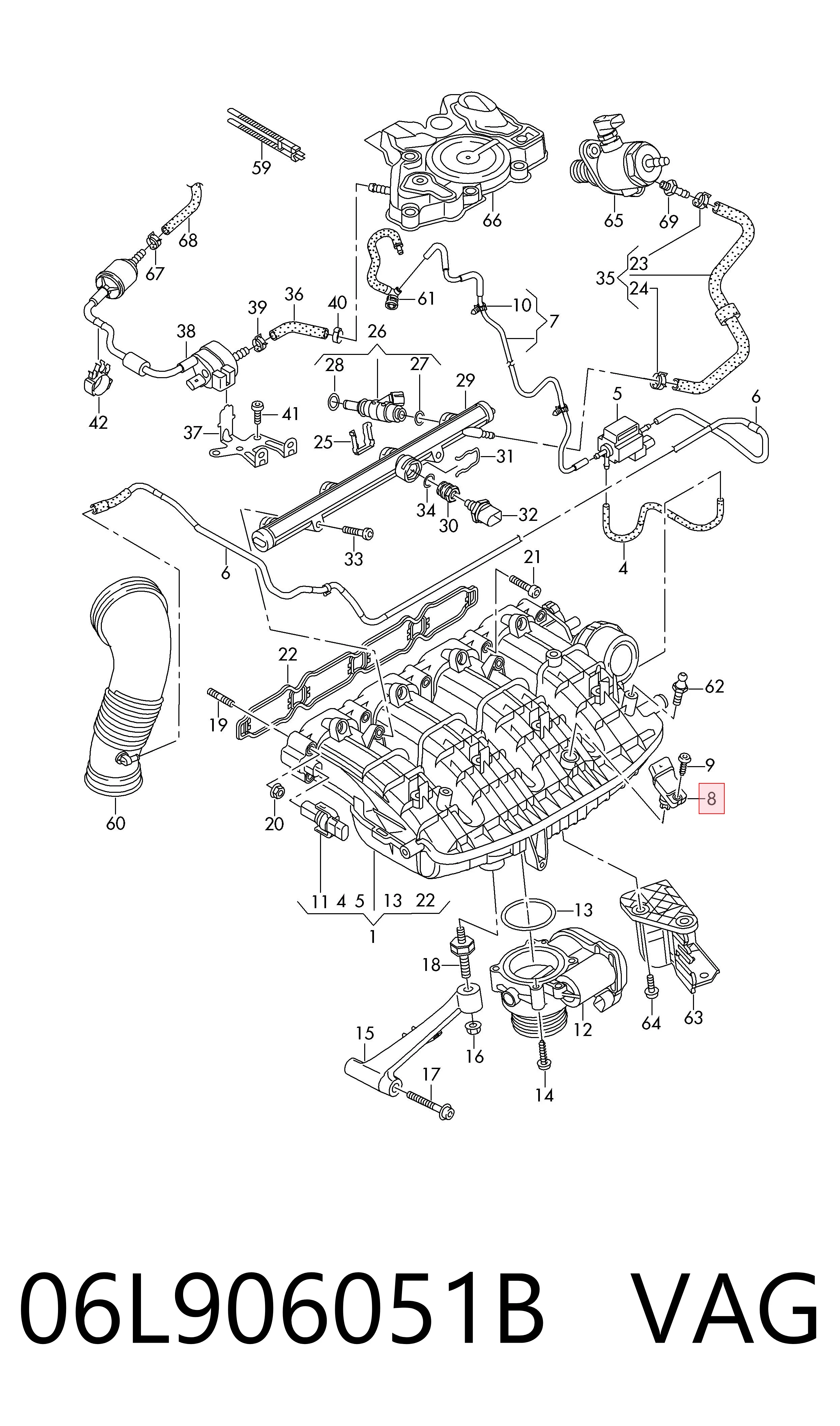 06L906051B VAG Sensor, presión colector de admisión 