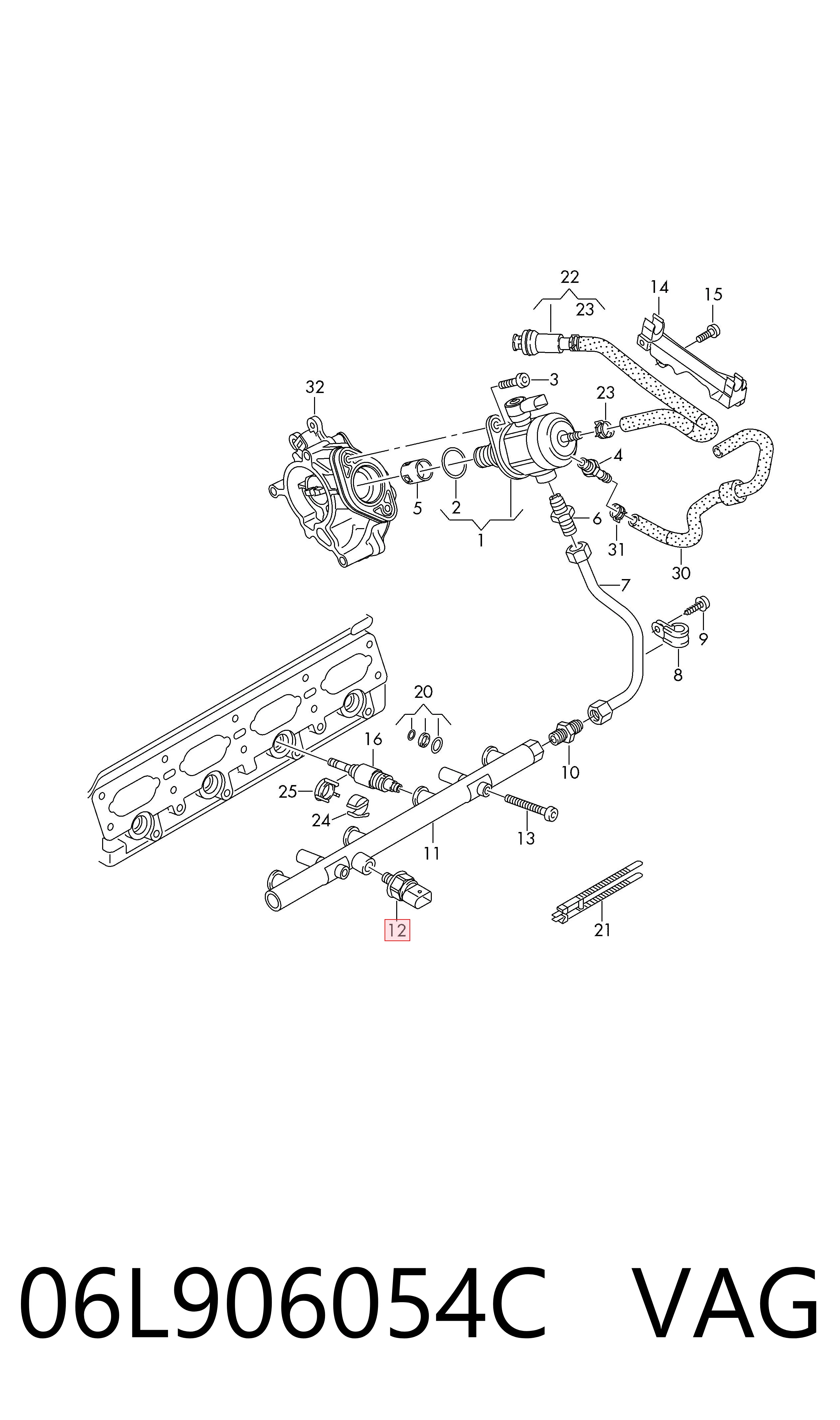 06L906054C VAG Sensor de presión de combustible