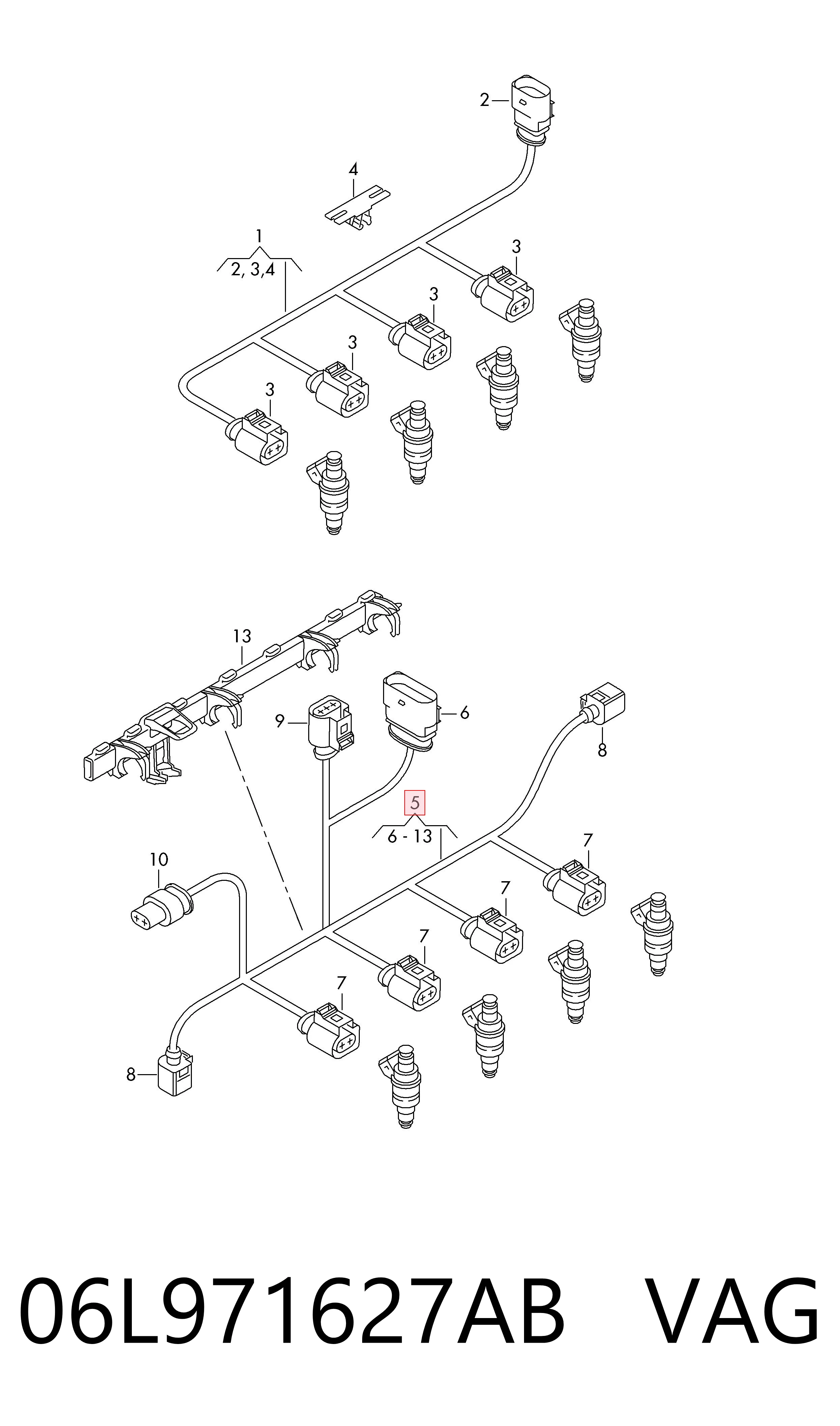 Conector de inyector de combustible VAG 06L971627AB precio, desde 261,37 EUR