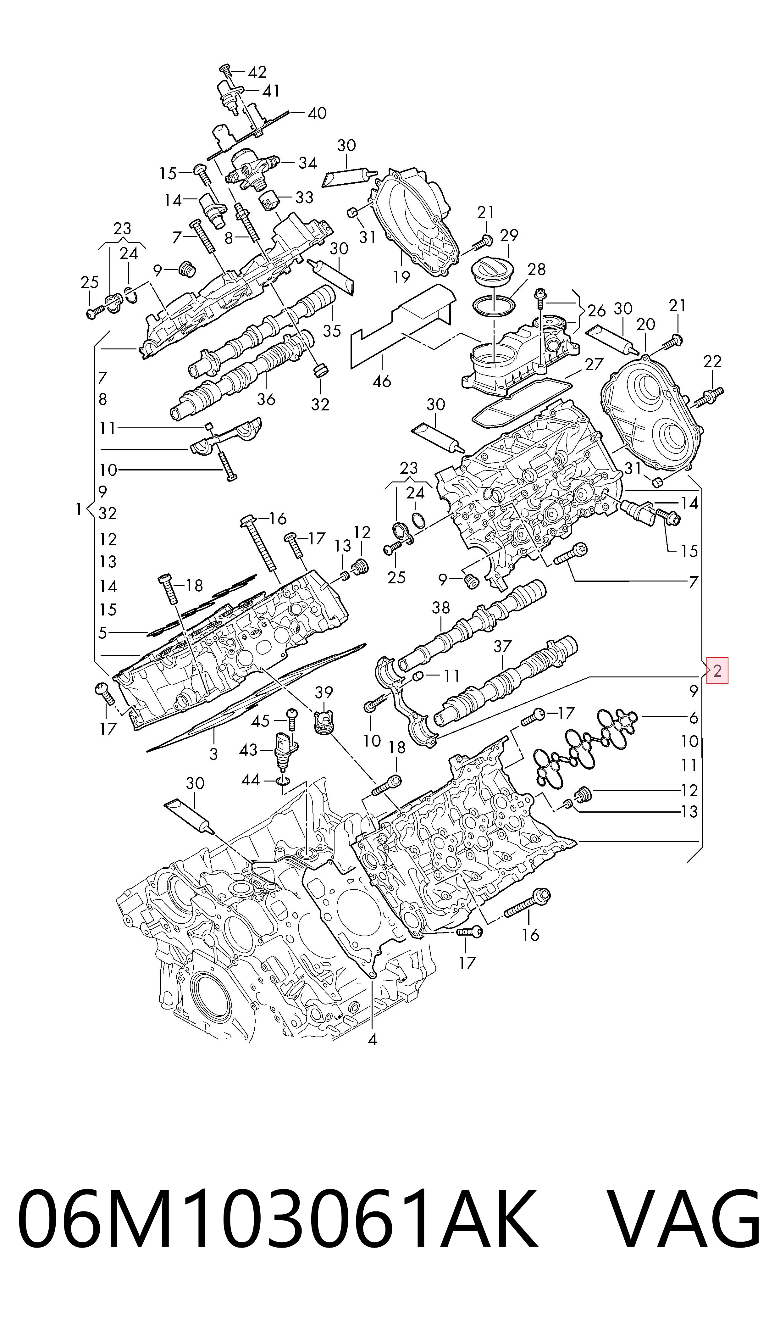 06M103061AK VAG Cabeza del motor