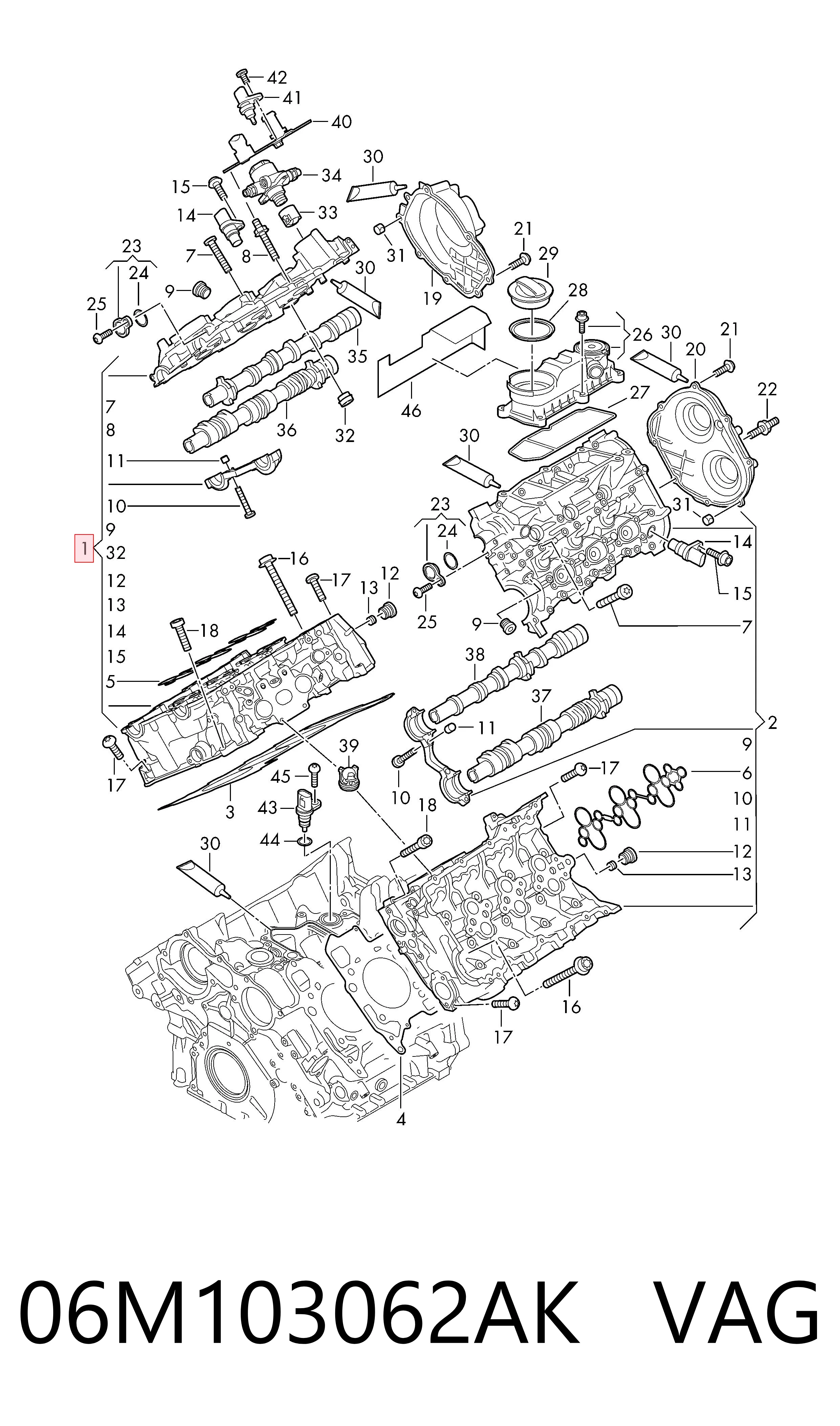 06M103062AK VAG Cabeza del motor