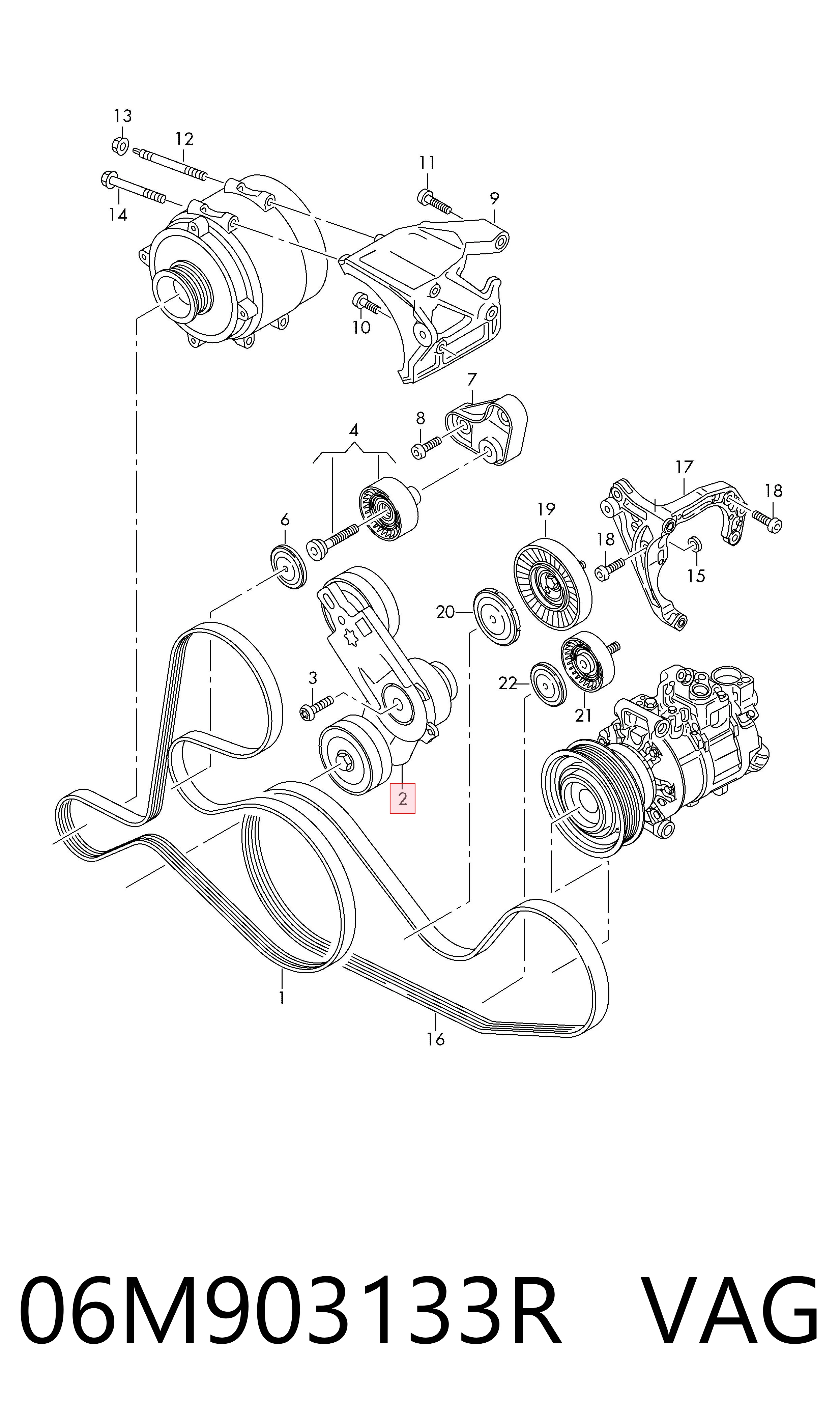 06M903133R VAG Tensor de correa de alternador