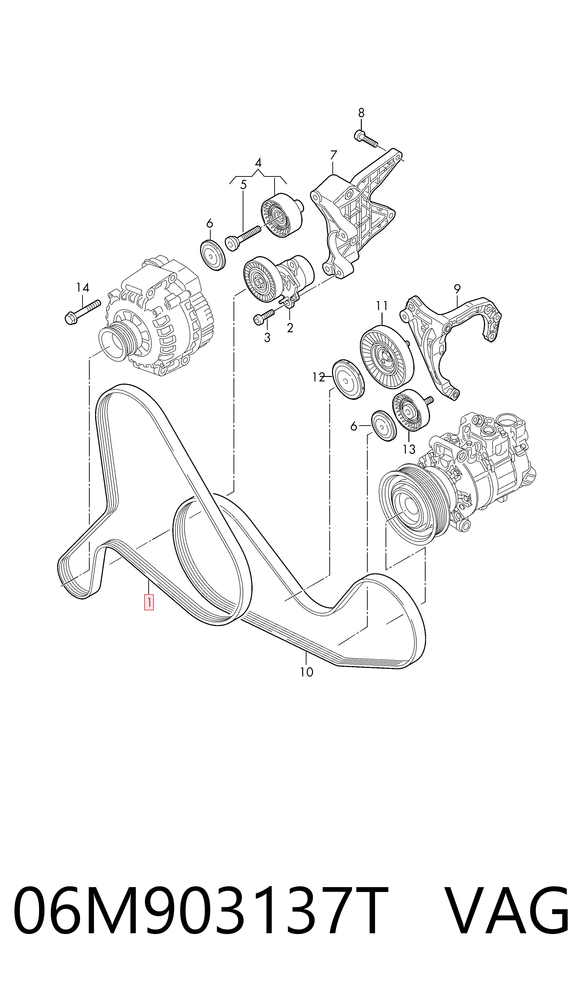 Correa de transmisión trapezoidal VAG 06M903137T precio, desde 20,33 EUR